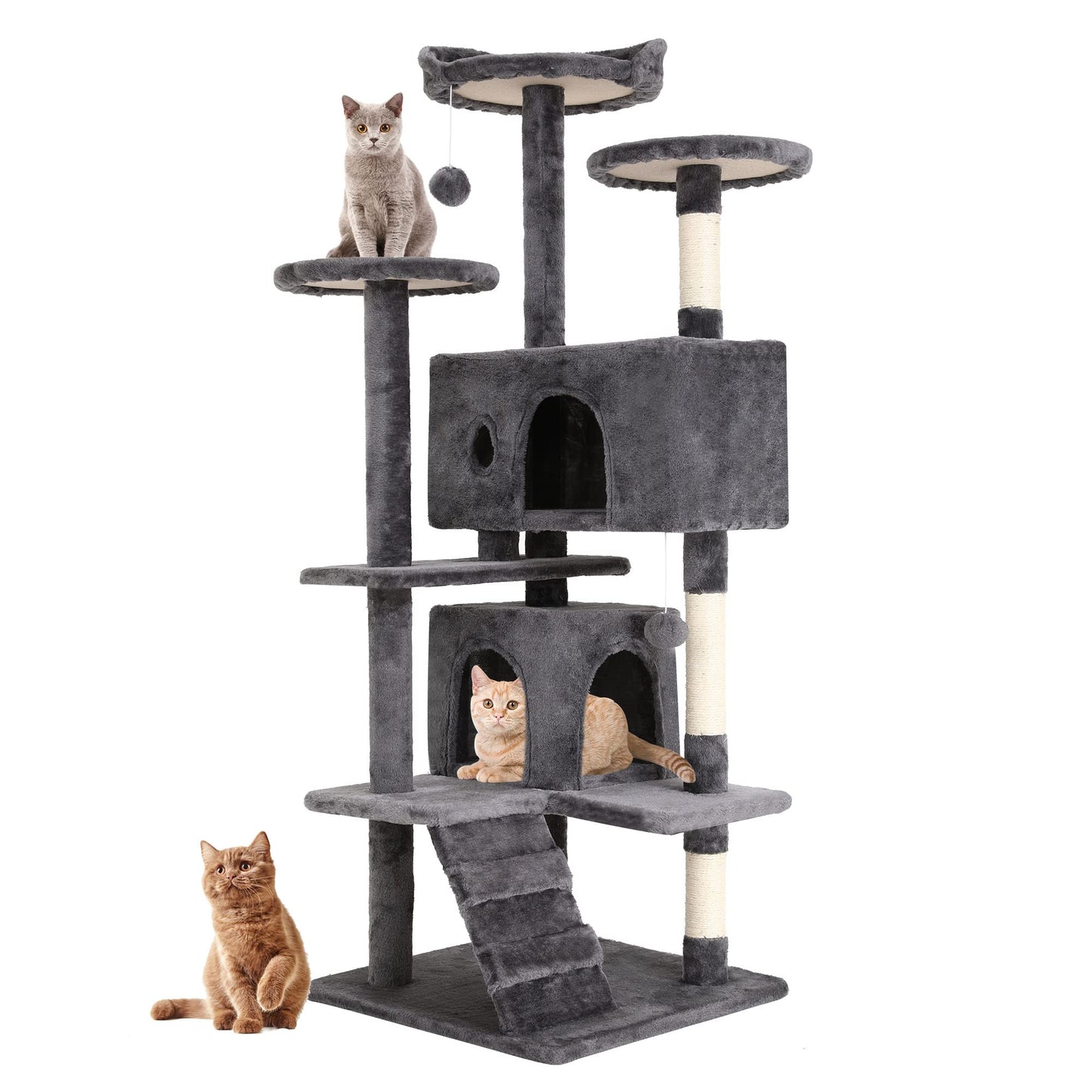 BestPet 54in Cat Tree Tower for Indoor Cats,Multi-Level Furniture Activity Center with Scratching Posts Stand House Condo Funny Toys Kittens Pet Play House,Dark Gray