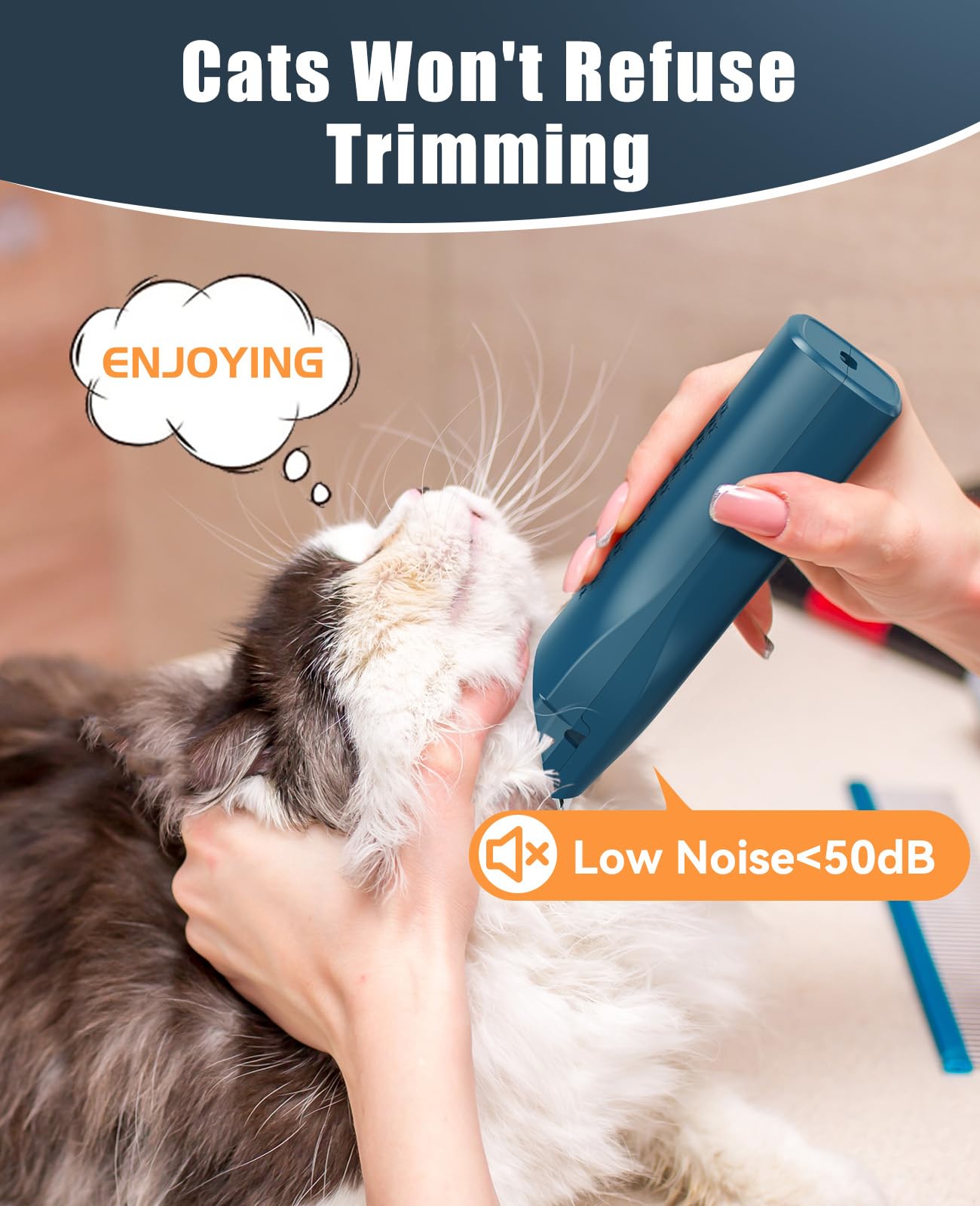 oneisall Pet Clipper for Cat Matted Hair, Pet Shaver for Cats Quiet Pet Hair Clippers Cordless Cat Clippers for Matted Hair Cat Clippers for Long Hair(Standard Blade)
