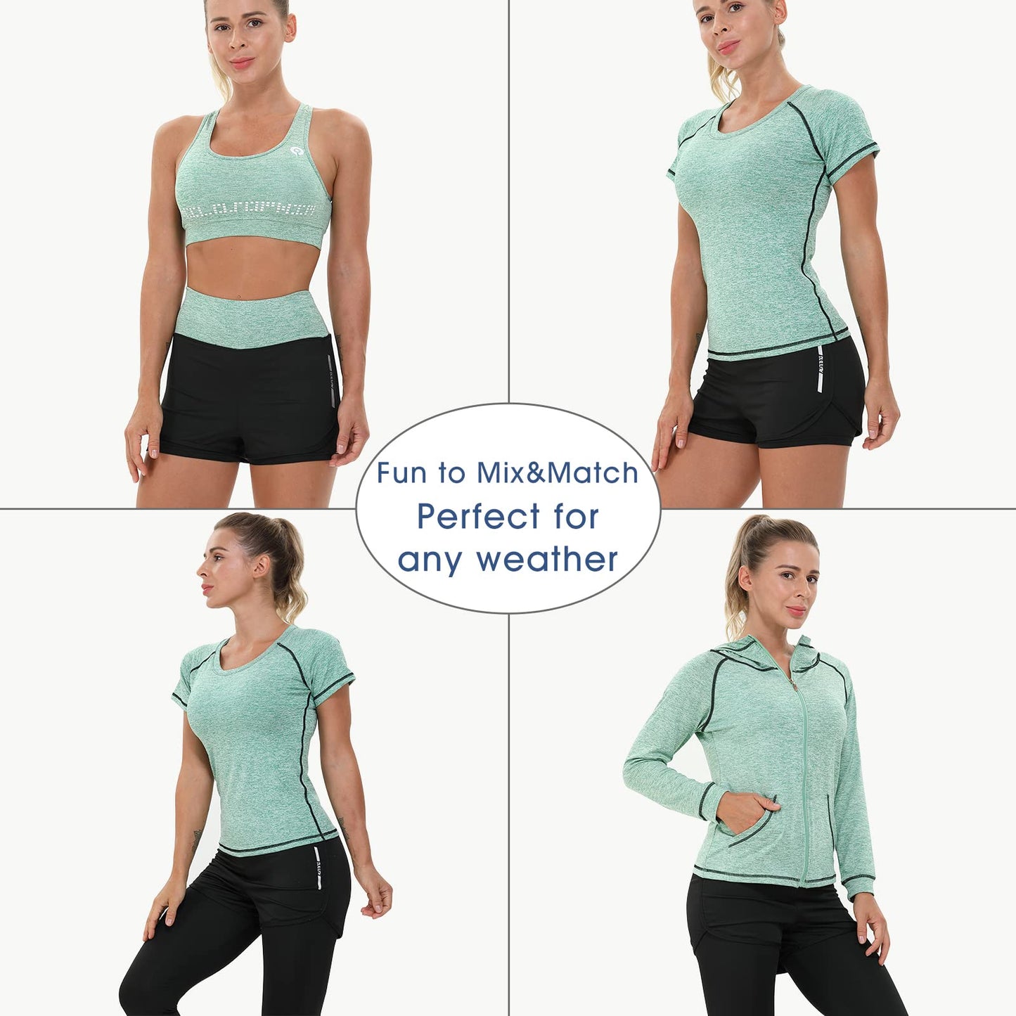 Women Workout Clothes Set 5 PCS Exercise Athletic Outfits Set