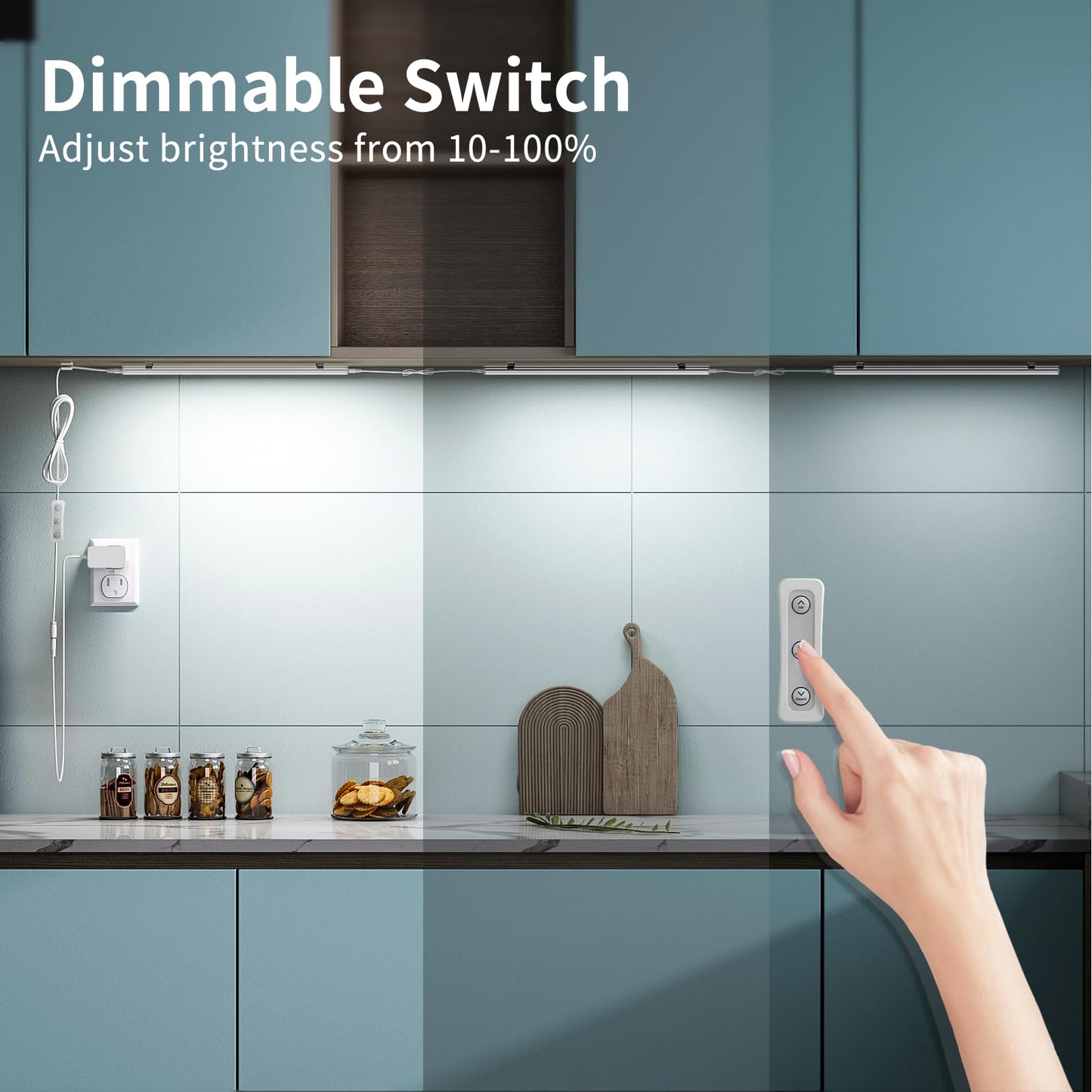 ASOKO Under Cabinet Led Light Plug in, Dimmable Daylight White 4500K, 3 Pack 12 inch Linkable Led Under Counter Lights for Kitchen, Shelf, Workbench, Cupboard, ETL Listed Plug 24V, UNO-LK 4500K
