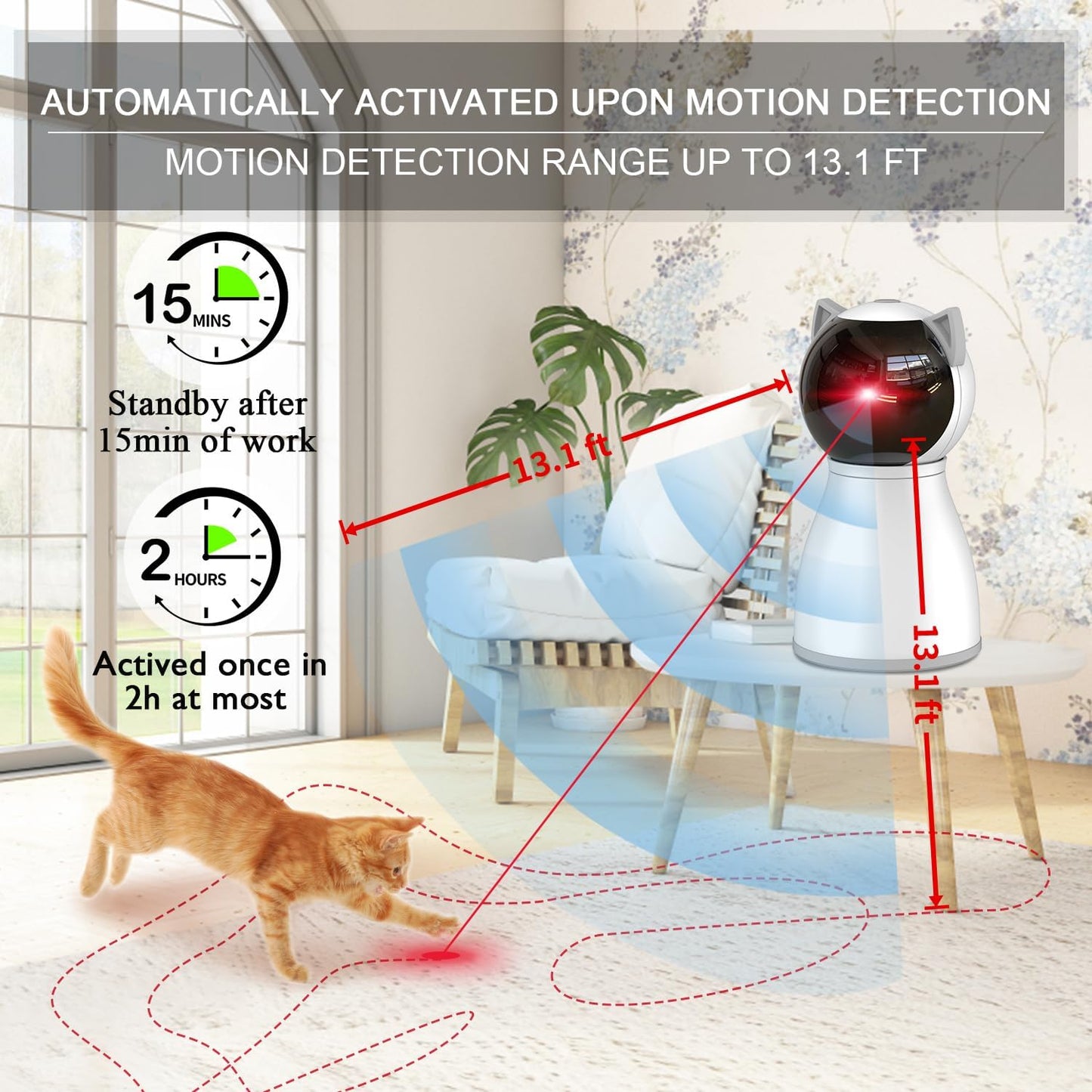 Laser Cat Toys for Indoor Cats,The 4th Generation Real Random Trajectory Motion Activated Rechargeable Automatic Cat Laser Toy,Interactive Cat Toys for Bored Indoor Adult Cats/Kittens/Dogs