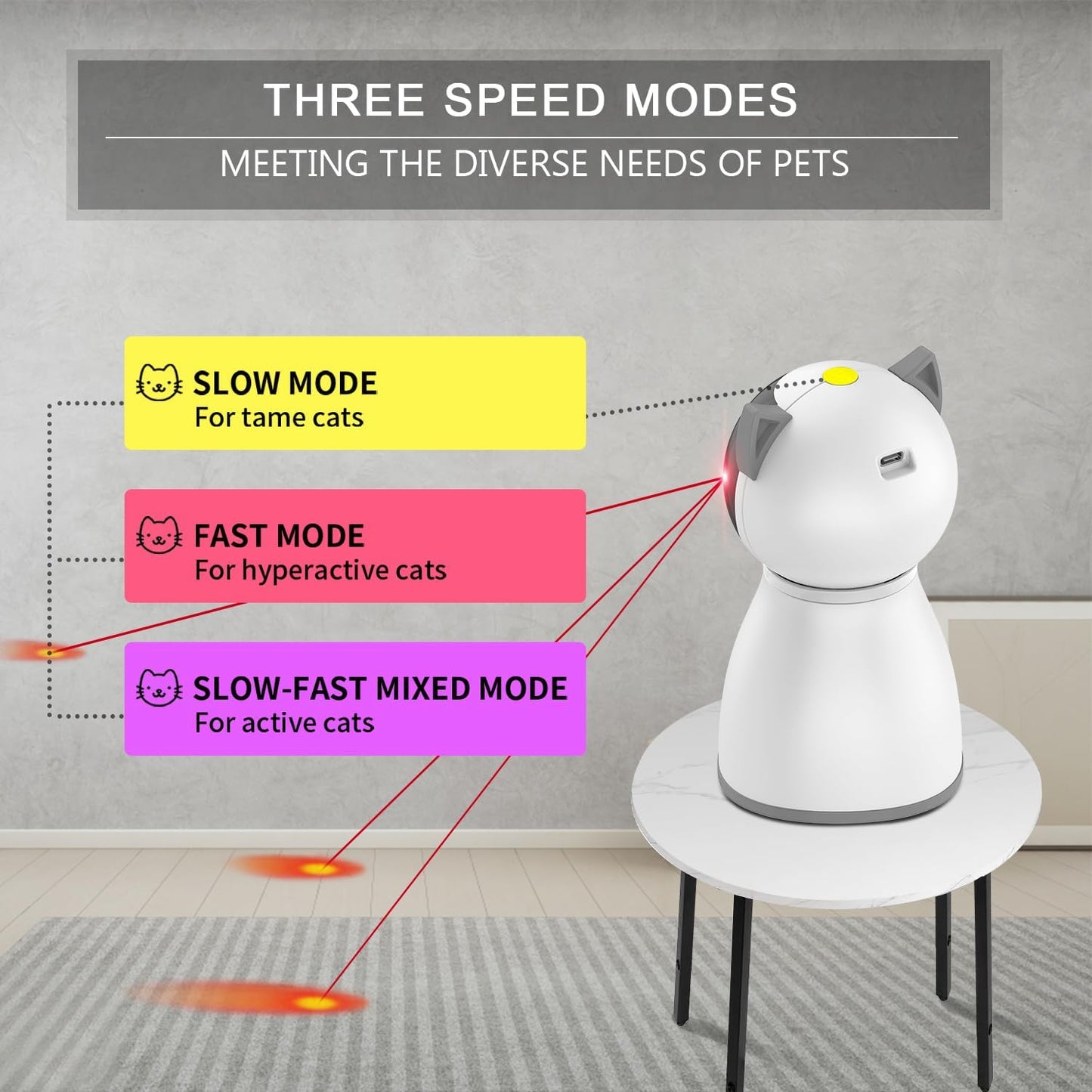 Laser Cat Toys for Indoor Cats,The 4th Generation Real Random Trajectory Motion Activated Rechargeable Automatic Cat Laser Toy,Interactive Cat Toys for Bored Indoor Adult Cats/Kittens/Dogs