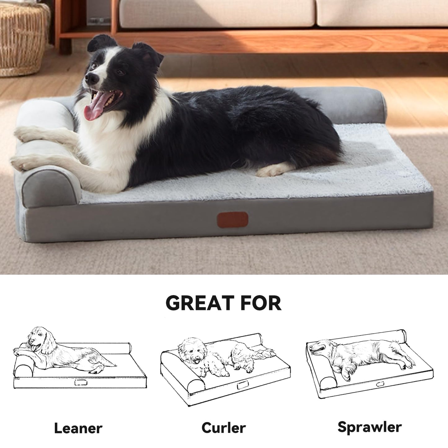 Orthopedic Memory Foam Dog Beds for Medium Dogs Waterproof Durable Dog Pet Bed Comfy Dog Couch Bed with Washable Removable Cover Bolster Kennel Pad for Dogs Up to 35lbs (M,30"x20"x6")