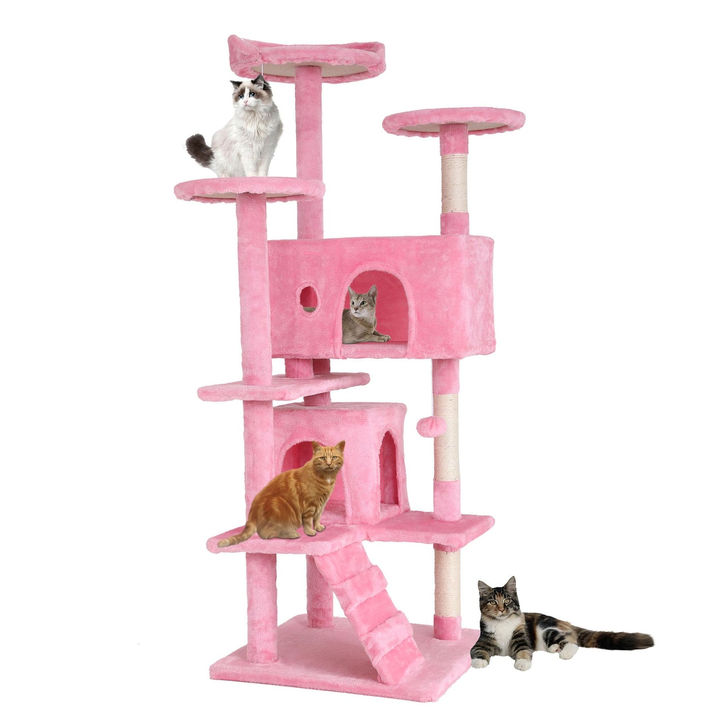 BestPet 54in Cat Tree Tower for Indoor Cats,Multi-Level Furniture Activity Center with Scratching Posts Stand House Condo Funny Toys Kittens Pet Play House,Dark Gray