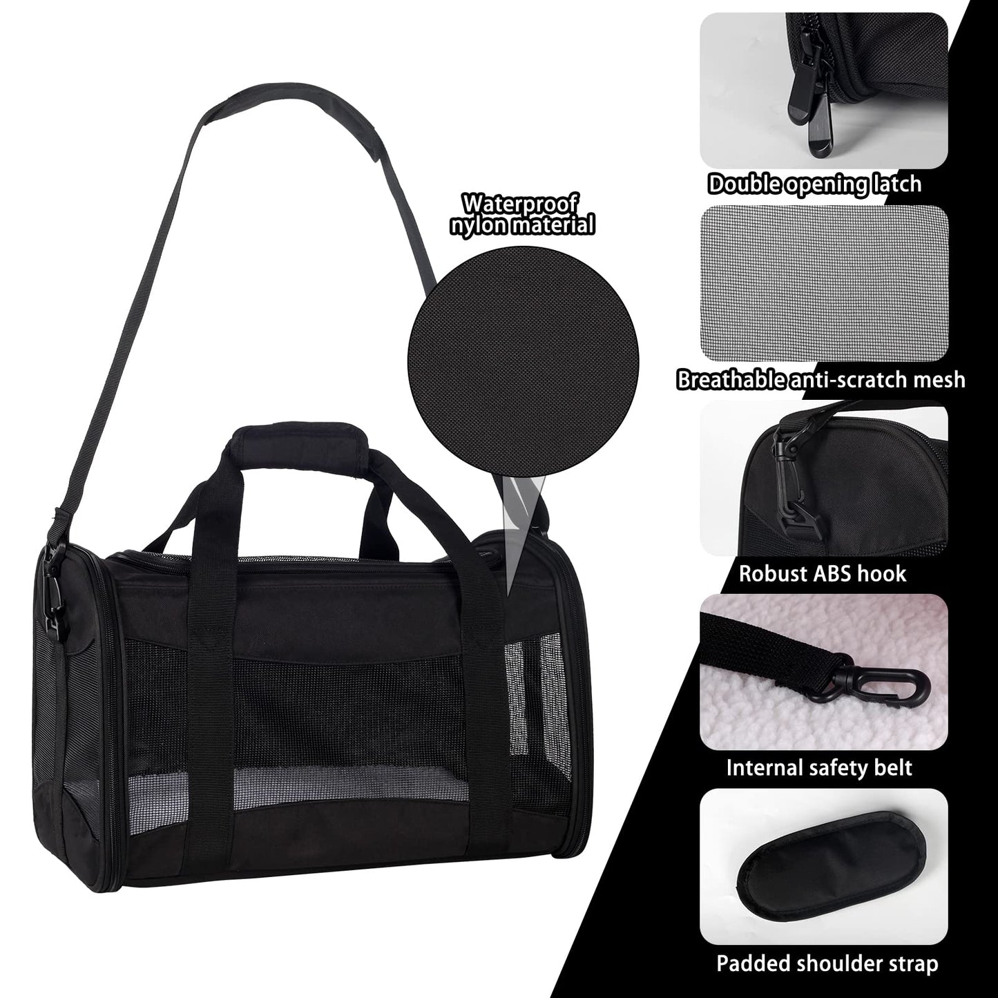 Cat Carrying Case Pet Dog Carrier Soft-Sided Cat Bag Airline Approved, Pet Travel Carrier Up to 15 Lbs, Collapsible Cat Carrier Dog Carrier for Medium Cats Small Cats Dogs(17x11x11 Green)