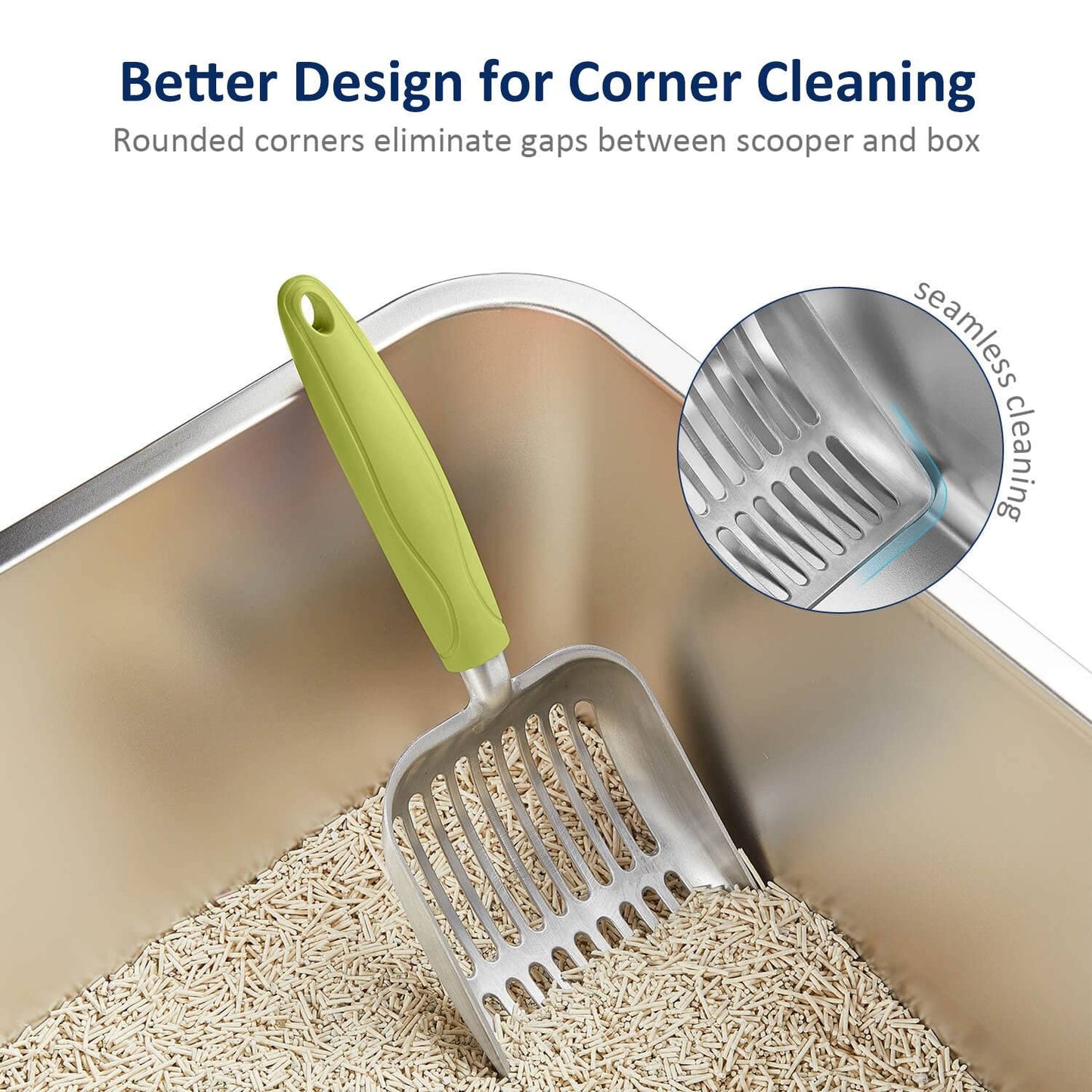 WePet Cat Litter Scoop, Aluminum Alloy Sifter, Kitty Metal Scooper, Deep Shovel, Long Handle, Poop Sifting, Kitten Pooper Lifter, Durable, Heavy Duty, for Litter Box