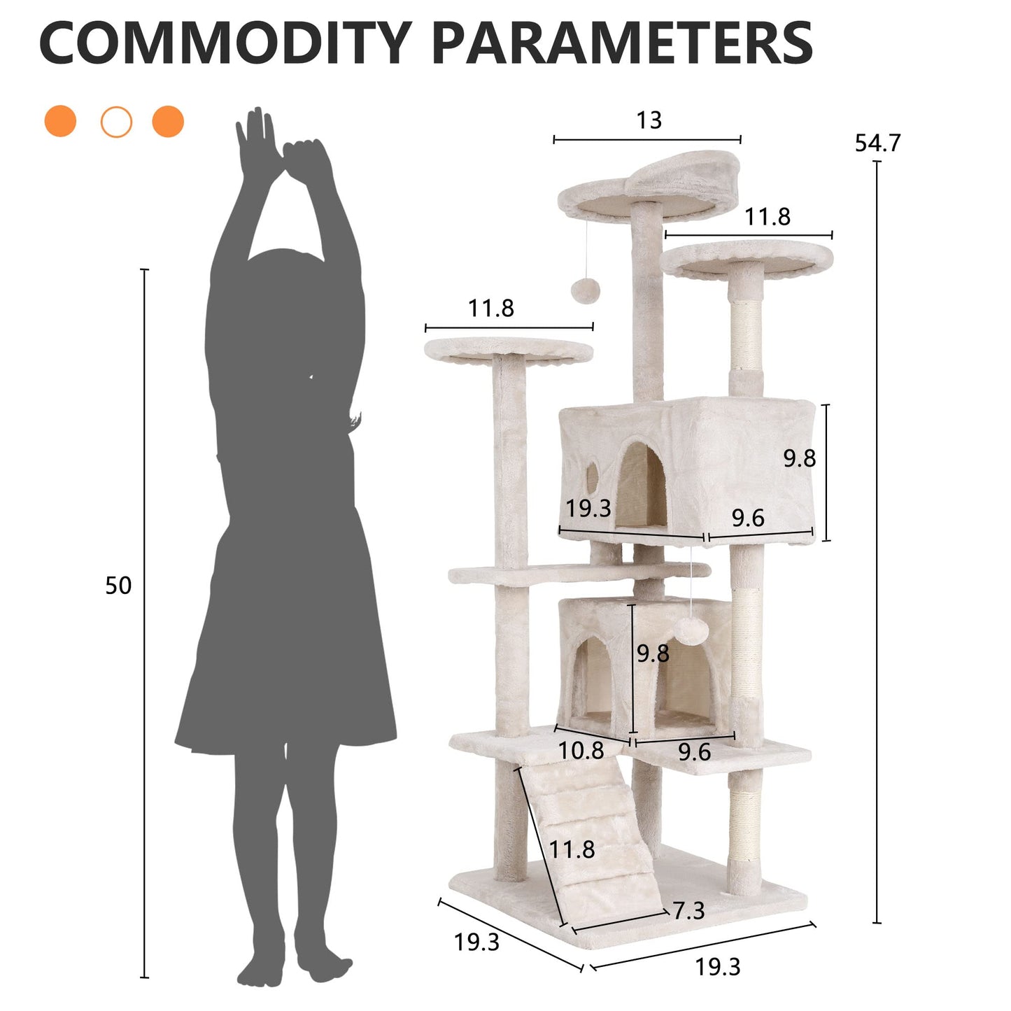 BestPet 54in Cat Tree Tower for Indoor Cats,Multi-Level Furniture Activity Center with Scratching Posts Stand House Condo Funny Toys Kittens Pet Play House,Dark Gray
