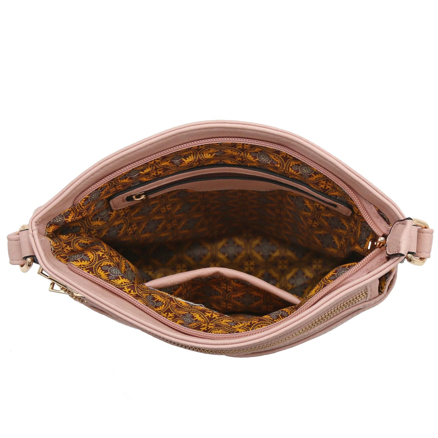 ALYSSA Triple Zip Pocket Large Crossbody Bag