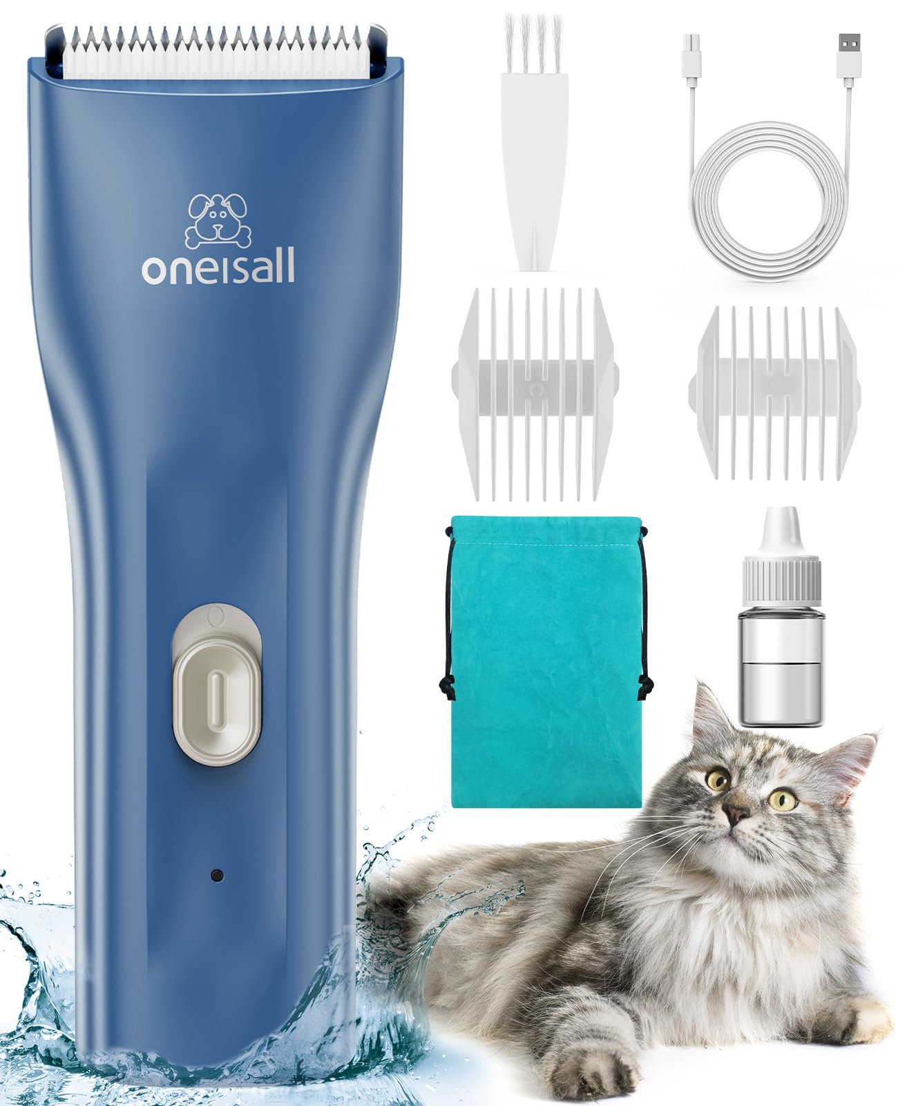 oneisall Pet Clipper for Cat Matted Hair, Pet Shaver for Cats Quiet Pet Hair Clippers Cordless Cat Clippers for Matted Hair Cat Clippers for Long Hair(Standard Blade)