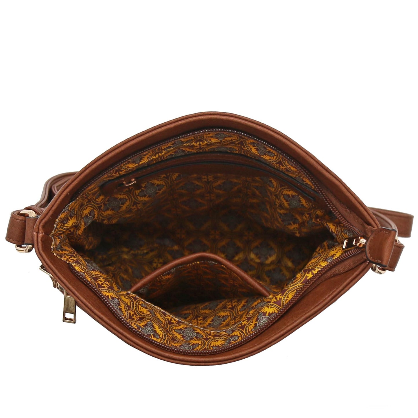ALYSSA Triple Zip Pocket Large Crossbody Bag