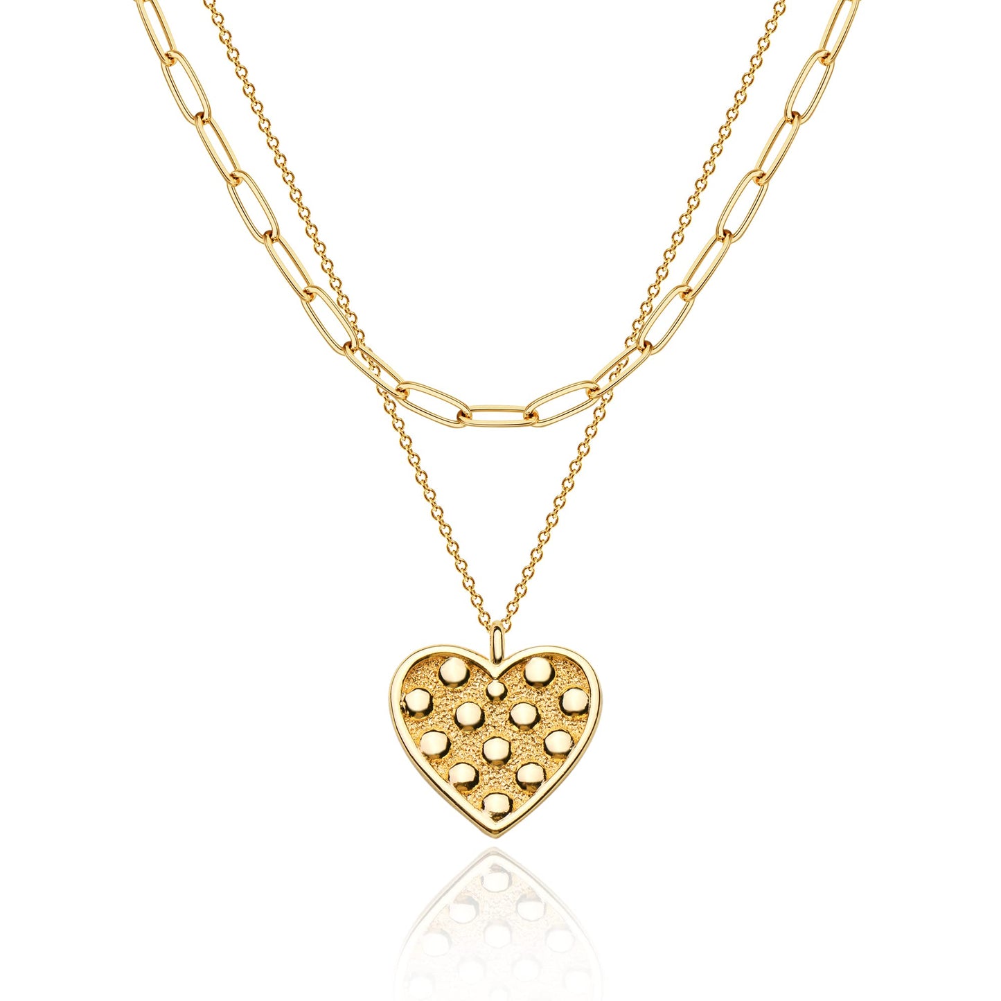 MEVECCO Layered Heart Necklace Pendant Handmade 18k Gold Plated Dainty Gold Choker Arrow Bar Layering Long Necklace for Women