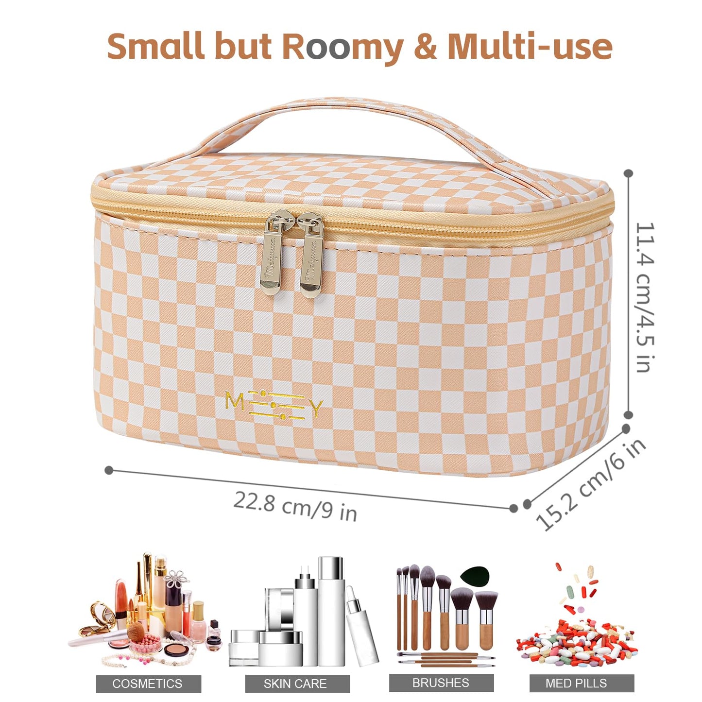 Meiyuuo Cute Makeup Bag Small Cosmetic Bags for Women Girls Gift for Teens Medium Pouch for Purse Essentials Toiletry Zip Pouch PU Waterproof Organizer Case (Cow Print)