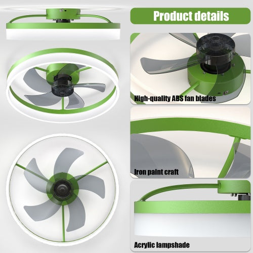 Ceiling Fan With Light Dimmable LED Recessed Mount Slim Modern Ceiling Fan