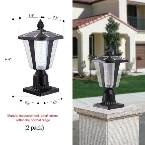 Solar Pillar Headlights With Dimmable LEDs - 2 Packs