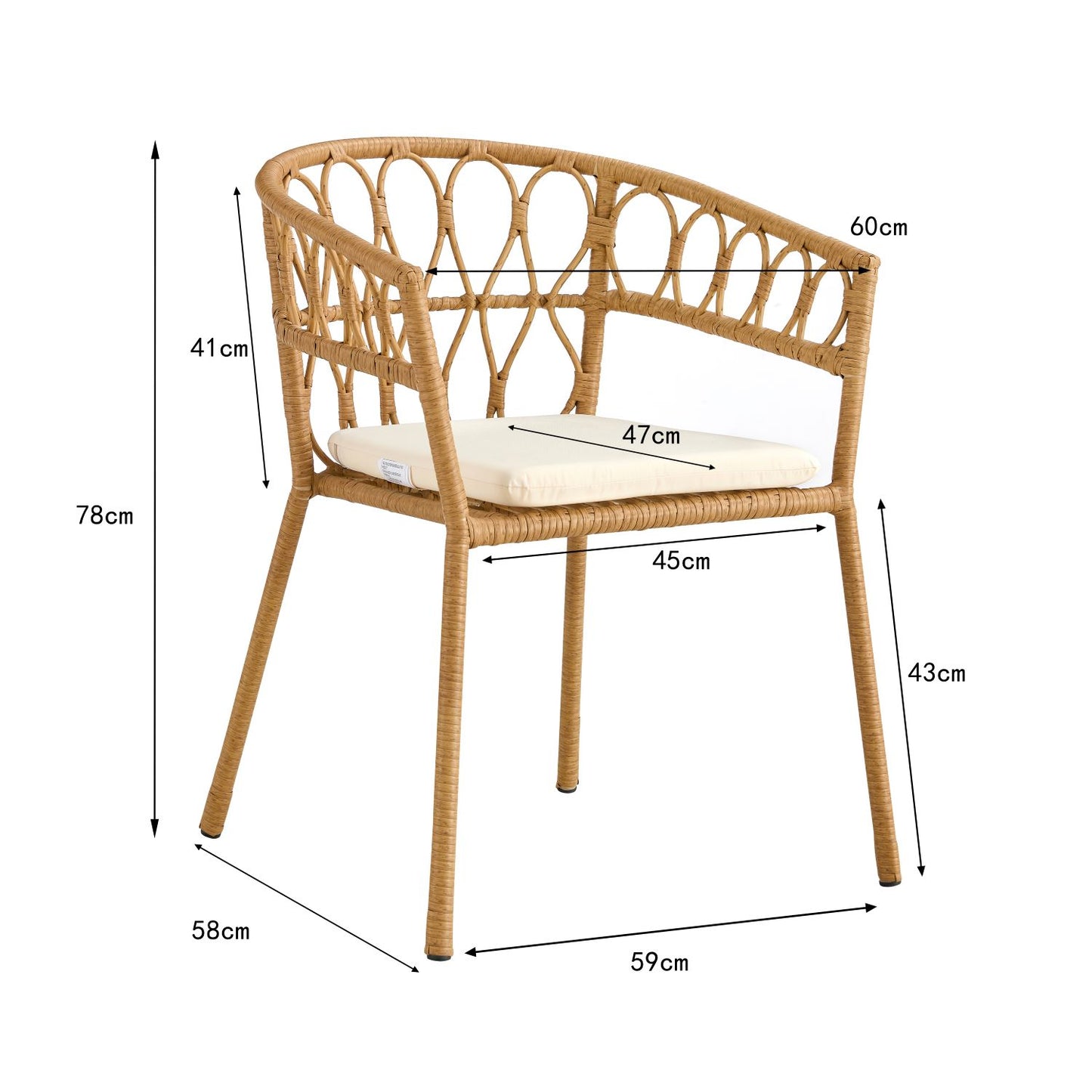 Outdoor dining set of 5 simple bamboo dinning table PE ratten round table 110CM plastic wood top