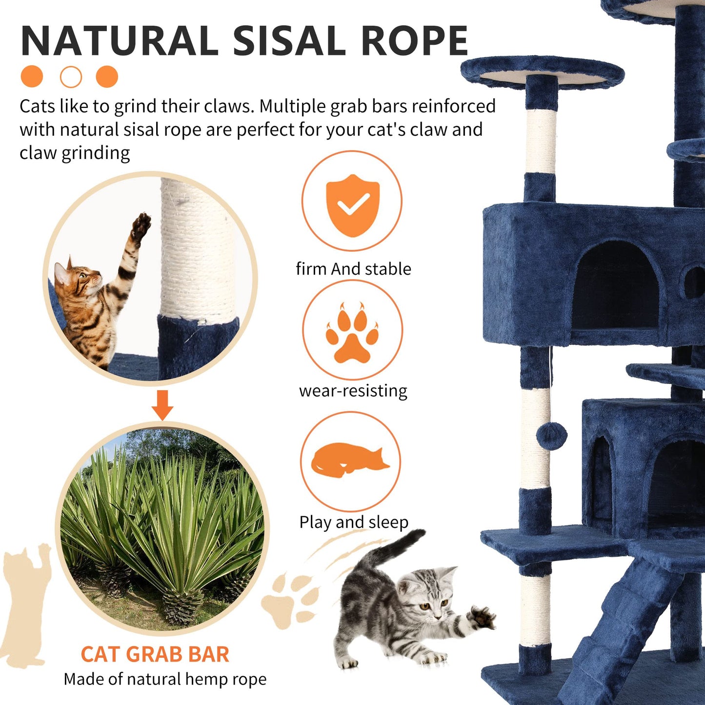 BestPet 54in Cat Tree Tower for Indoor Cats,Multi-Level Furniture Activity Center with Scratching Posts Stand House Condo Funny Toys Kittens Pet Play House,Dark Gray