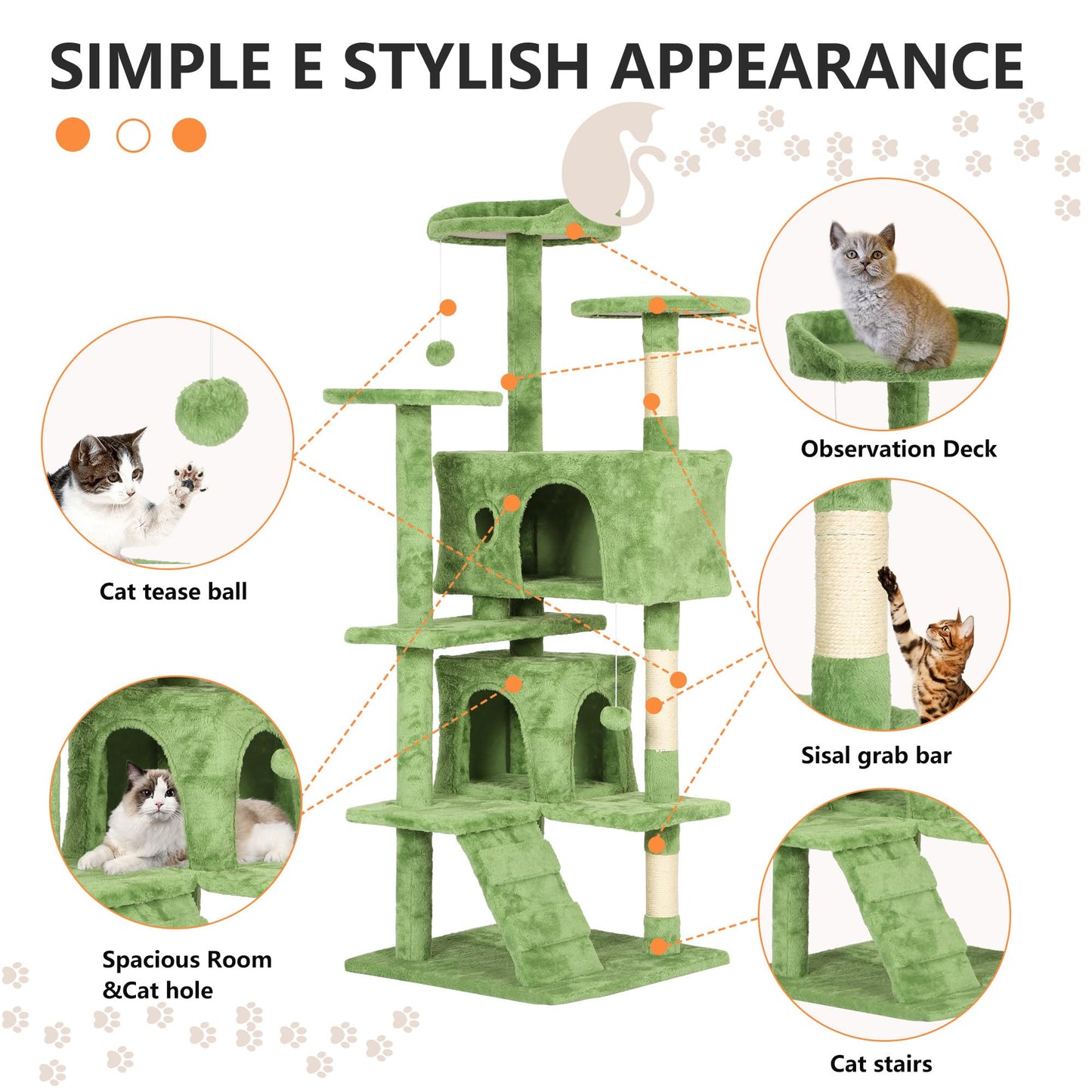 BestPet 54in Cat Tree Tower for Indoor Cats,Multi-Level Furniture Activity Center with Scratching Posts Stand House Condo Funny Toys Kittens Pet Play House,Dark Gray