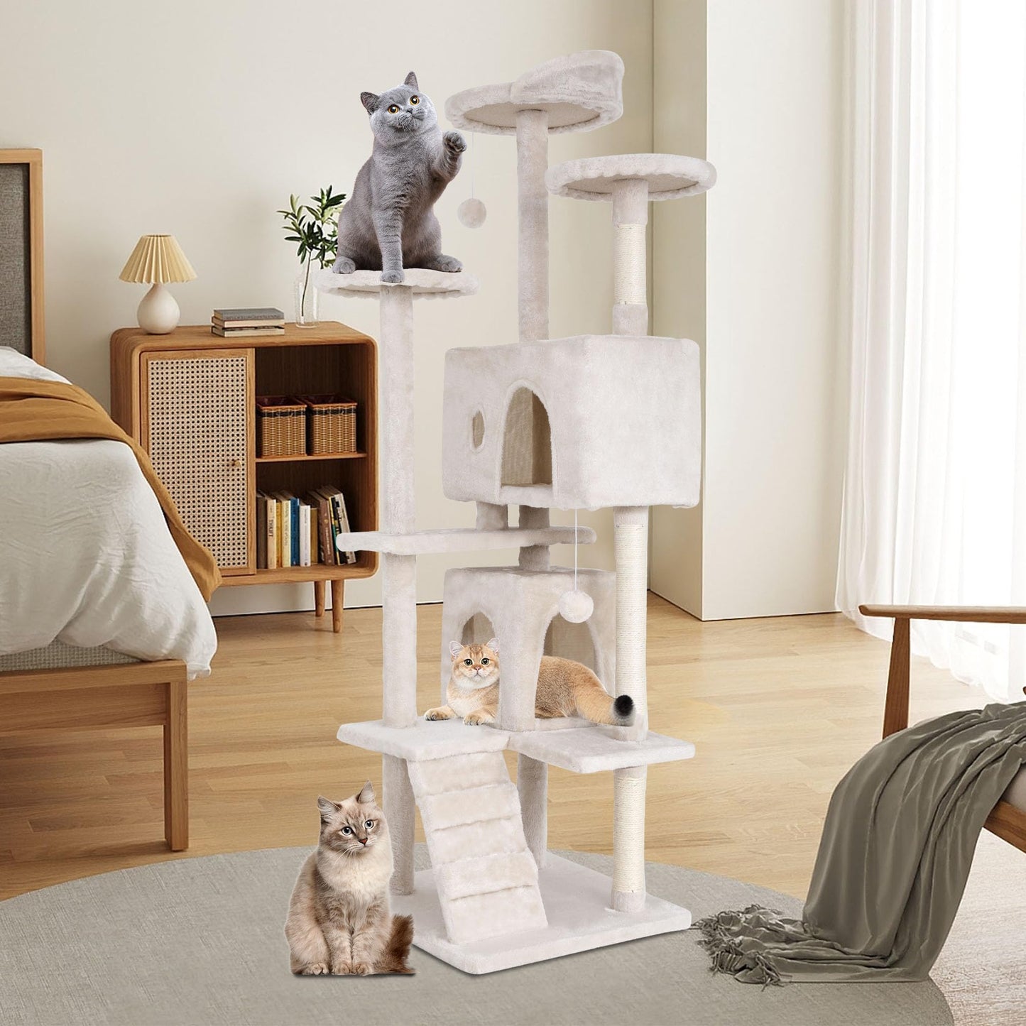 BestPet 54in Cat Tree Tower for Indoor Cats,Multi-Level Furniture Activity Center with Scratching Posts Stand House Condo Funny Toys Kittens Pet Play House,Dark Gray