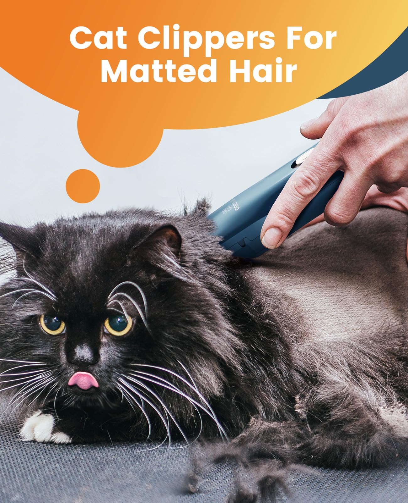 oneisall Pet Clipper for Cat Matted Hair, Pet Shaver for Cats Quiet Pet Hair Clippers Cordless Cat Clippers for Matted Hair Cat Clippers for Long Hair(Standard Blade)