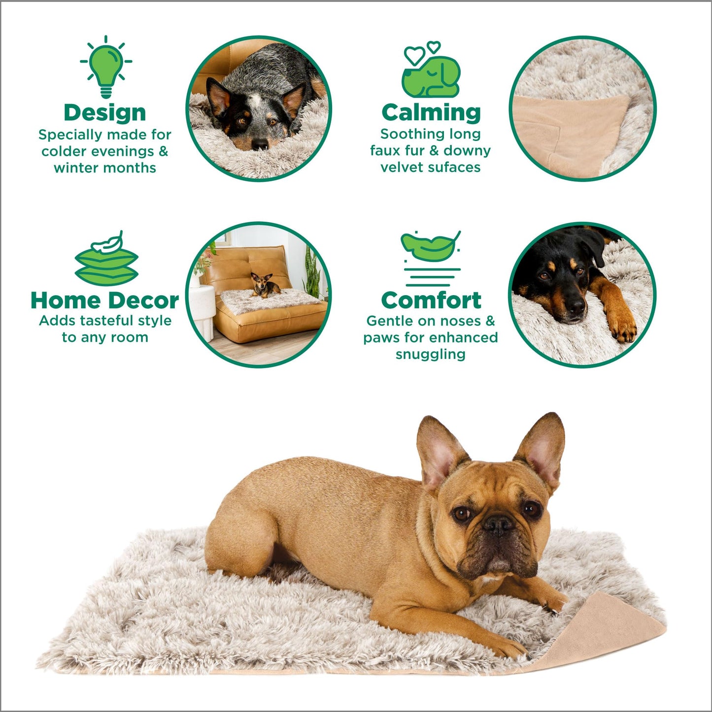 Furhaven - Manta impermeable y lavable para perros y gatos de interior, hecha en piel sintética de pelo largo sintético y terciopelo en color madera, XL, gris niebla