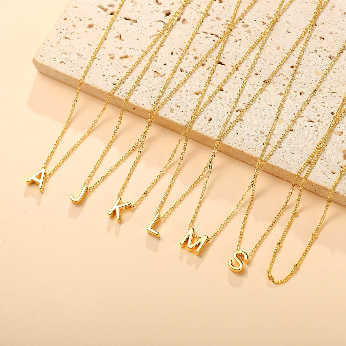 IEFWELL Dainty Initial Necklaces for Women Girls - 14K Gold White Gold Plated Letter A-Z Necklace Simple Choker Chain Necklaces, Layered Gold Jewelry for Women Teen Girls Gifts