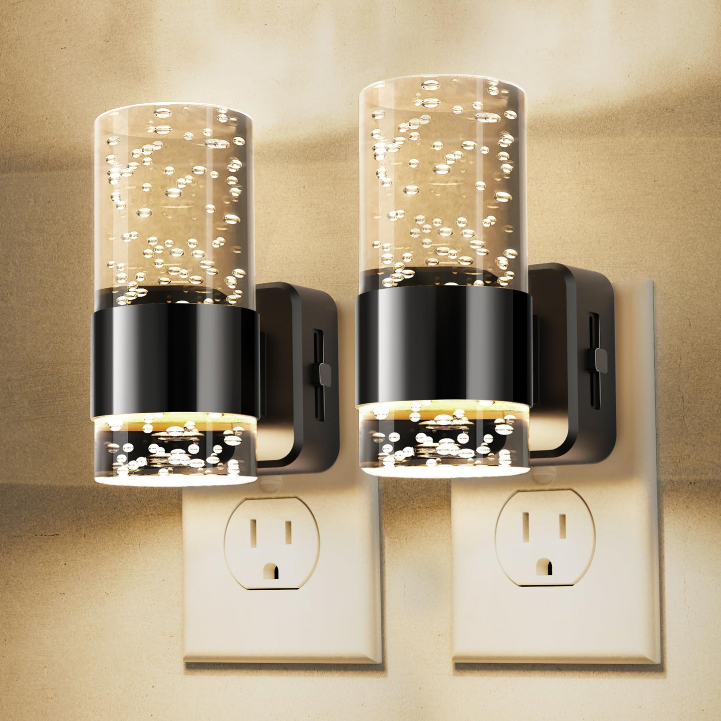 Night Lights Plug into Wall, Soft Light LED Night Light with Adjustable Brightness, Plug in Night Light with Auto Light Sensor, Wall Sconce-Style Design Night Light for Bathroom,Hallway, 2 Pack