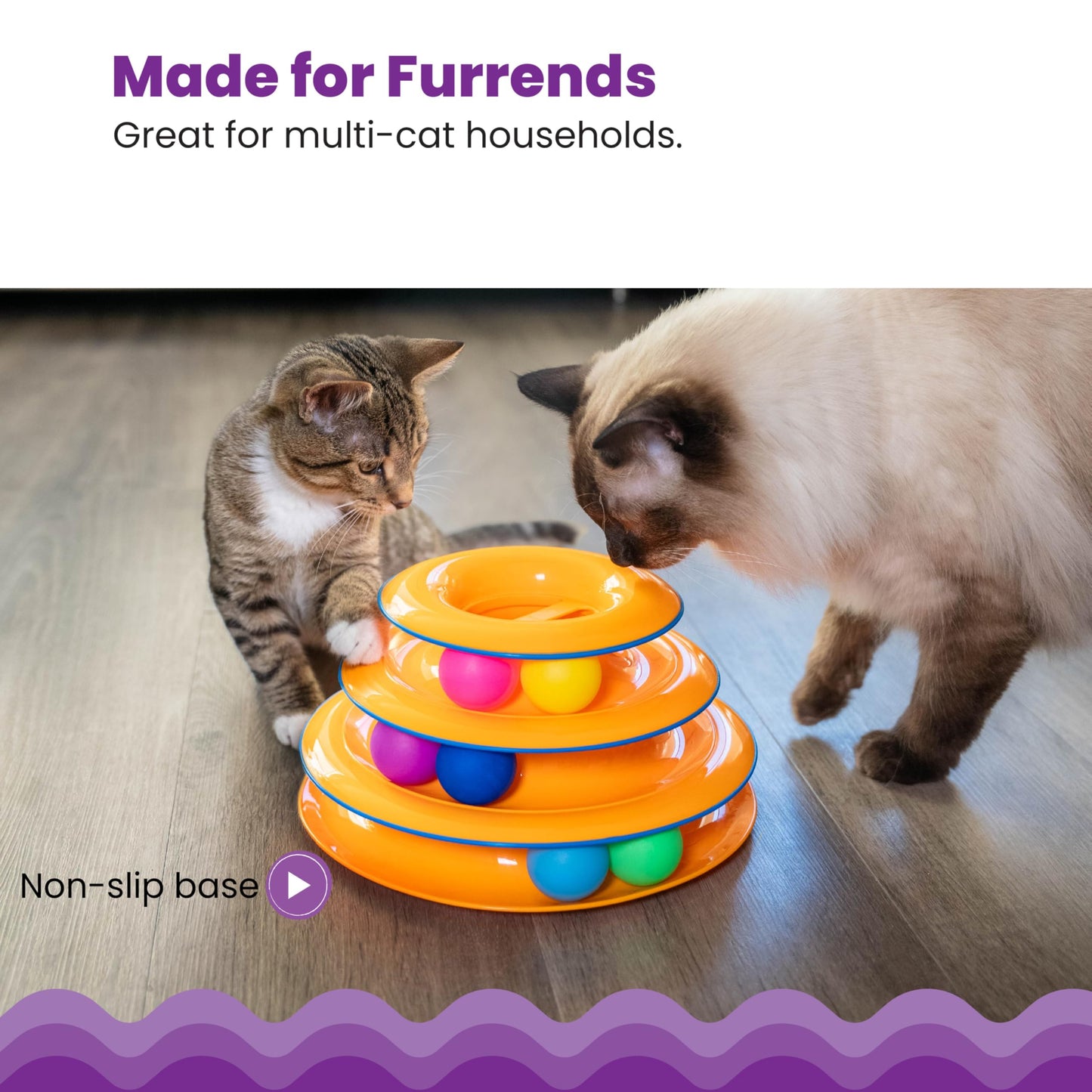 Catstages Tower of Tracks Interactive 3-Tier Cat Track Toy with Spinning Balls, Orange