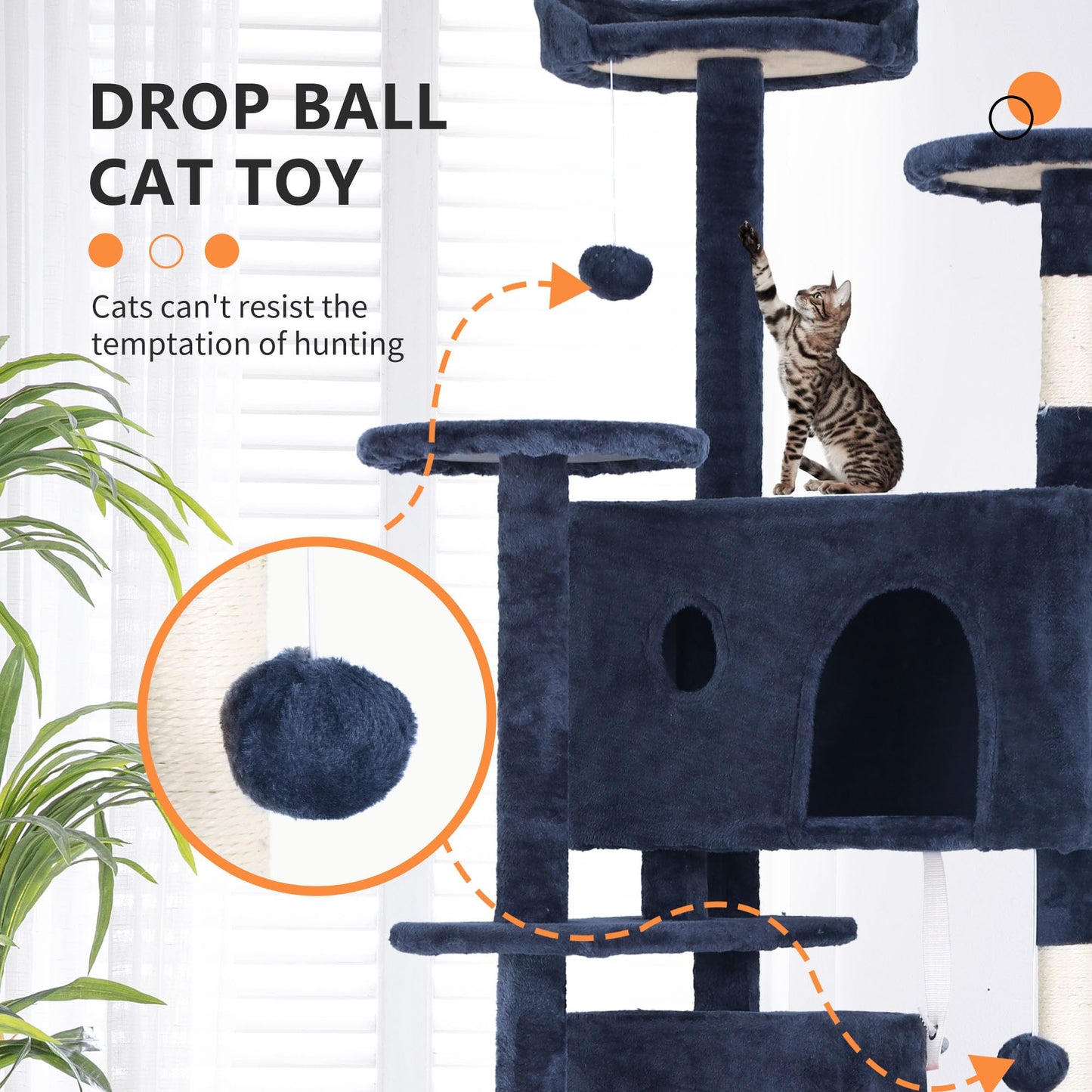 BestPet 54in Cat Tree Tower for Indoor Cats,Multi-Level Furniture Activity Center with Scratching Posts Stand House Condo Funny Toys Kittens Pet Play House,Dark Gray