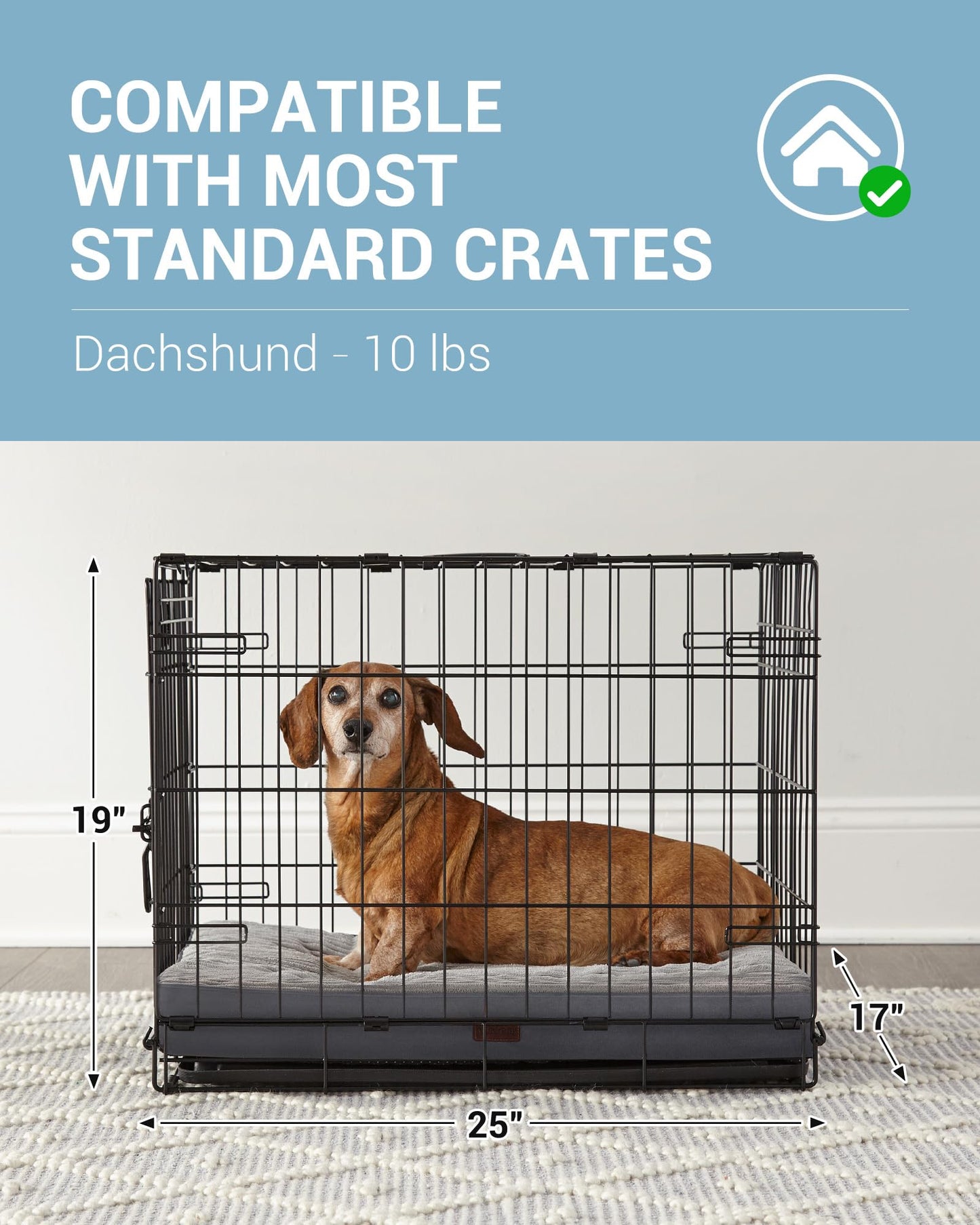 OhGeni 35 Inch Orthopedic Waterproof & Machine Washable Dog Bed for Medium Large Pets, Suitable for Crates, 25D Egg Crate Foam, Non-Slip Bottom & Removable Cover, Invisible Zipper(Gray)
