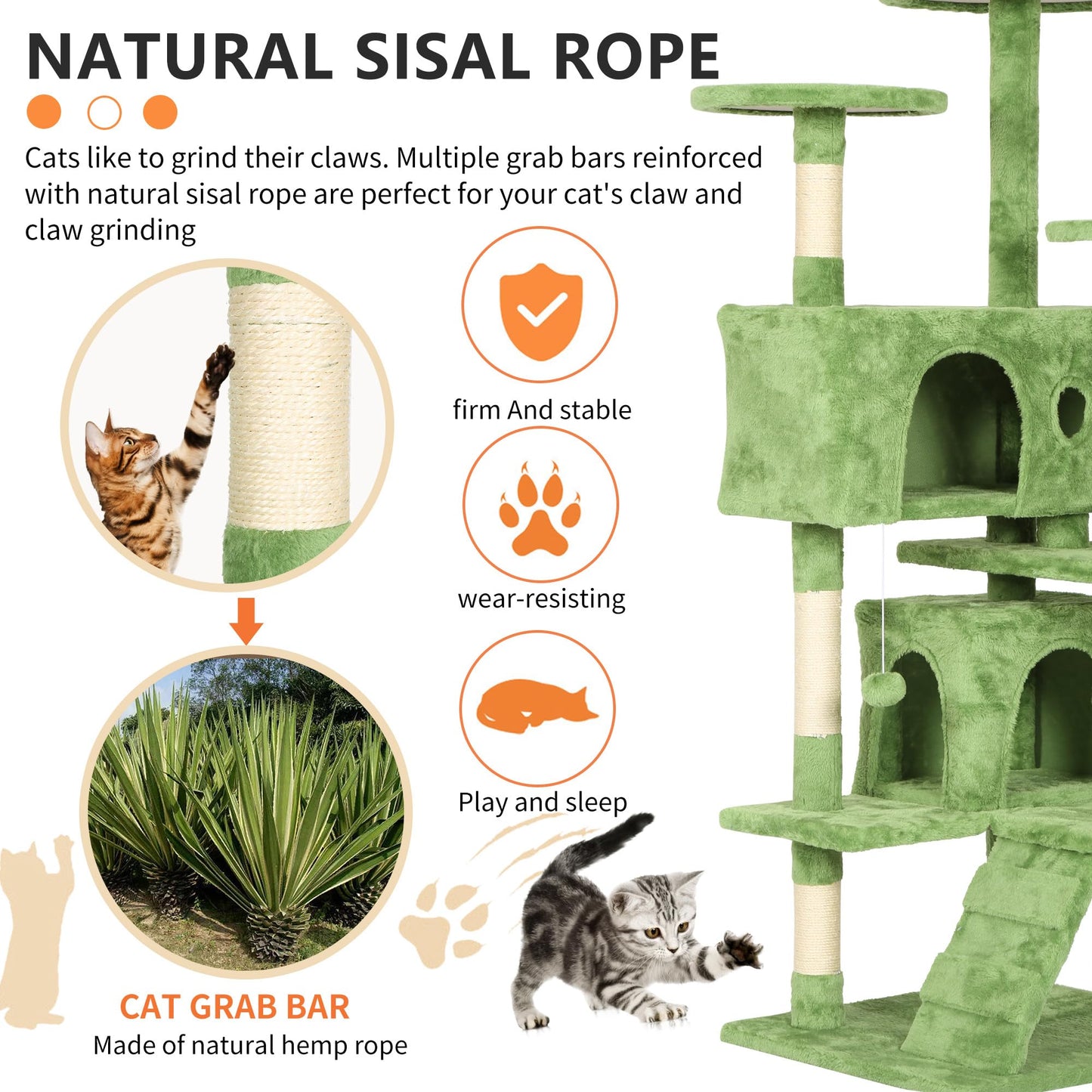 BestPet 54in Cat Tree Tower for Indoor Cats,Multi-Level Furniture Activity Center with Scratching Posts Stand House Condo Funny Toys Kittens Pet Play House,Dark Gray
