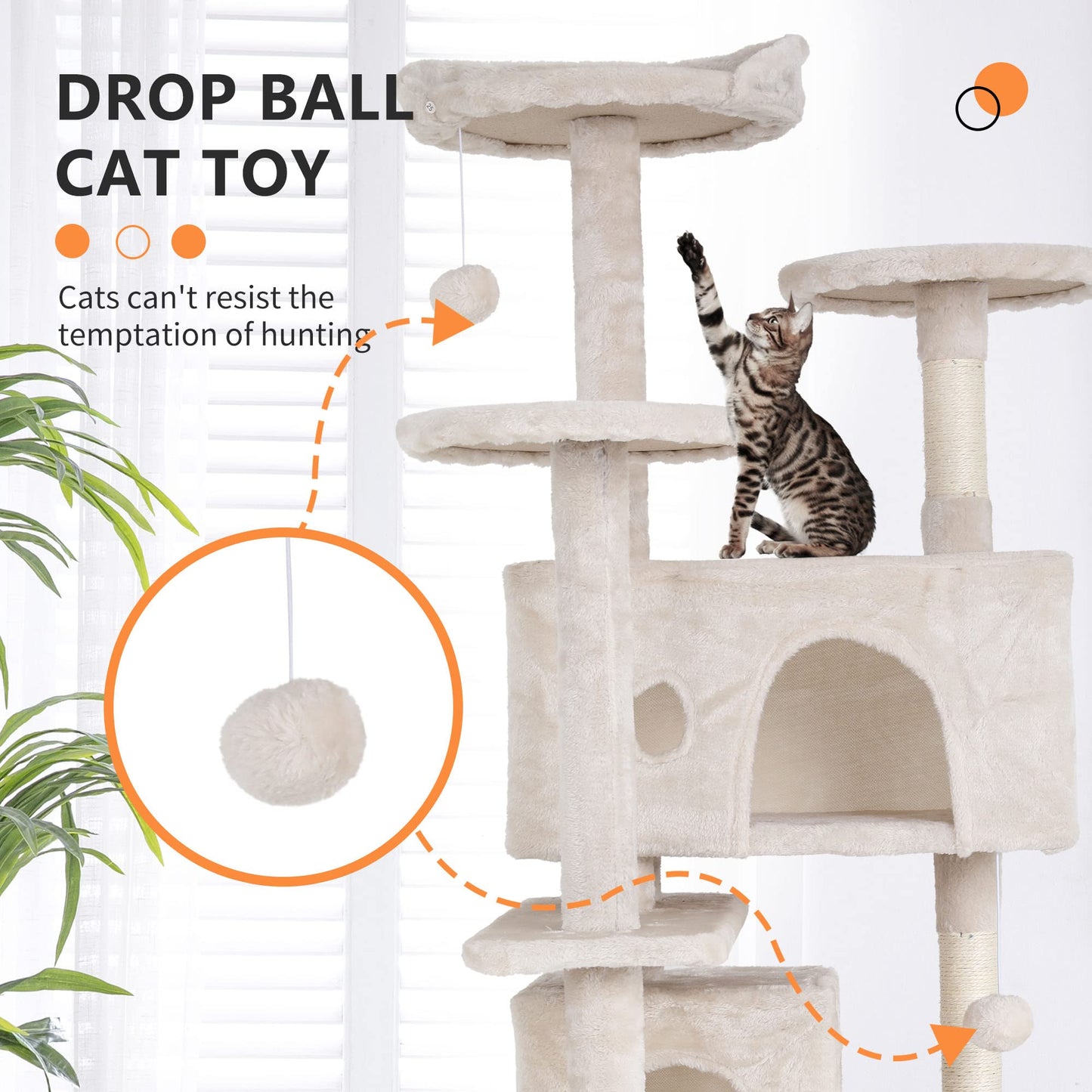 BestPet 54in Cat Tree Tower for Indoor Cats,Multi-Level Furniture Activity Center with Scratching Posts Stand House Condo Funny Toys Kittens Pet Play House,Dark Gray