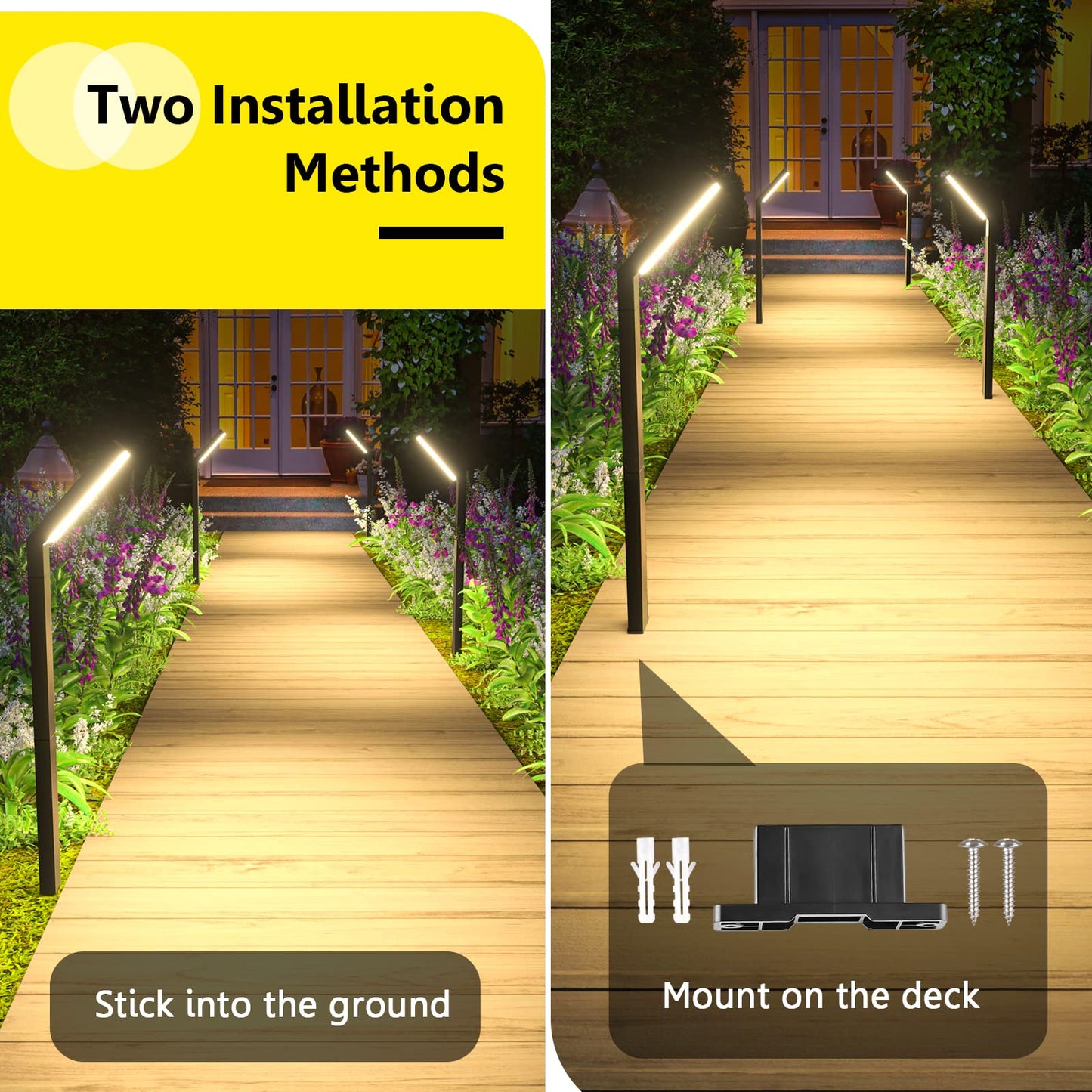 ROSHWEY Solar Pathway Lights Outdoor, 6 Pack Solar Lights Outdoor Waterproof, Bright Solar Garden Light for Outside, Landscape Lighting for Yard Patio Backyard Driveway Walkway Path Lawn
