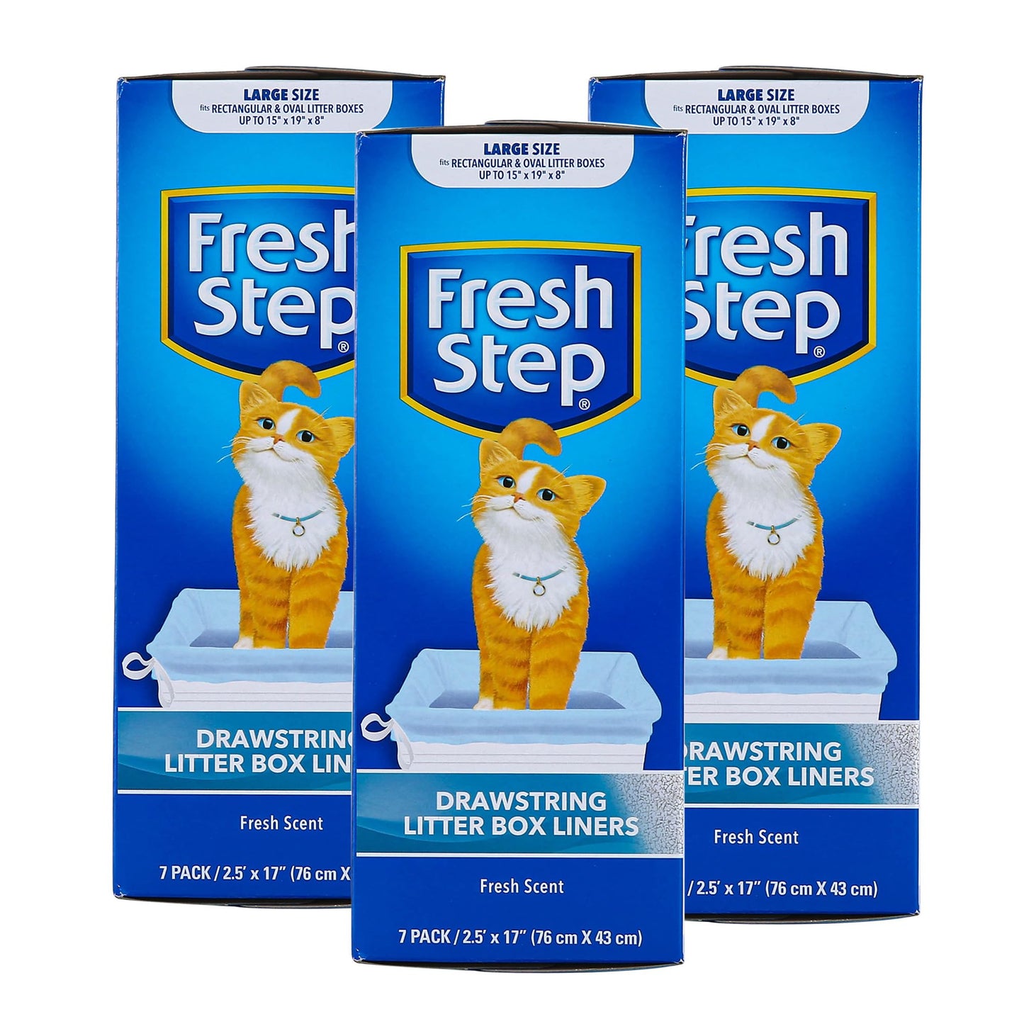 Fresh Step Drawstring Cat Litter Box Liners, Unscented, Size Jumbo, 36" x 19" | Kitty Litter Bags - 15 Count - Cat Litter Liners for Rectangle or Oval Large Litterboxes