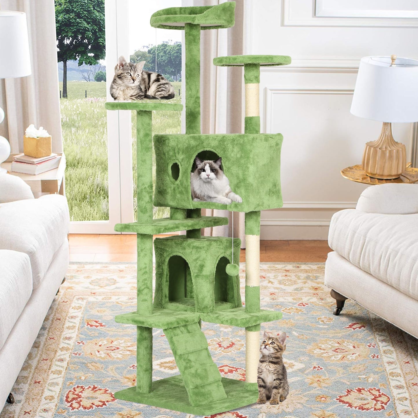 BestPet 54in Cat Tree Tower for Indoor Cats,Multi-Level Furniture Activity Center with Scratching Posts Stand House Condo Funny Toys Kittens Pet Play House,Dark Gray