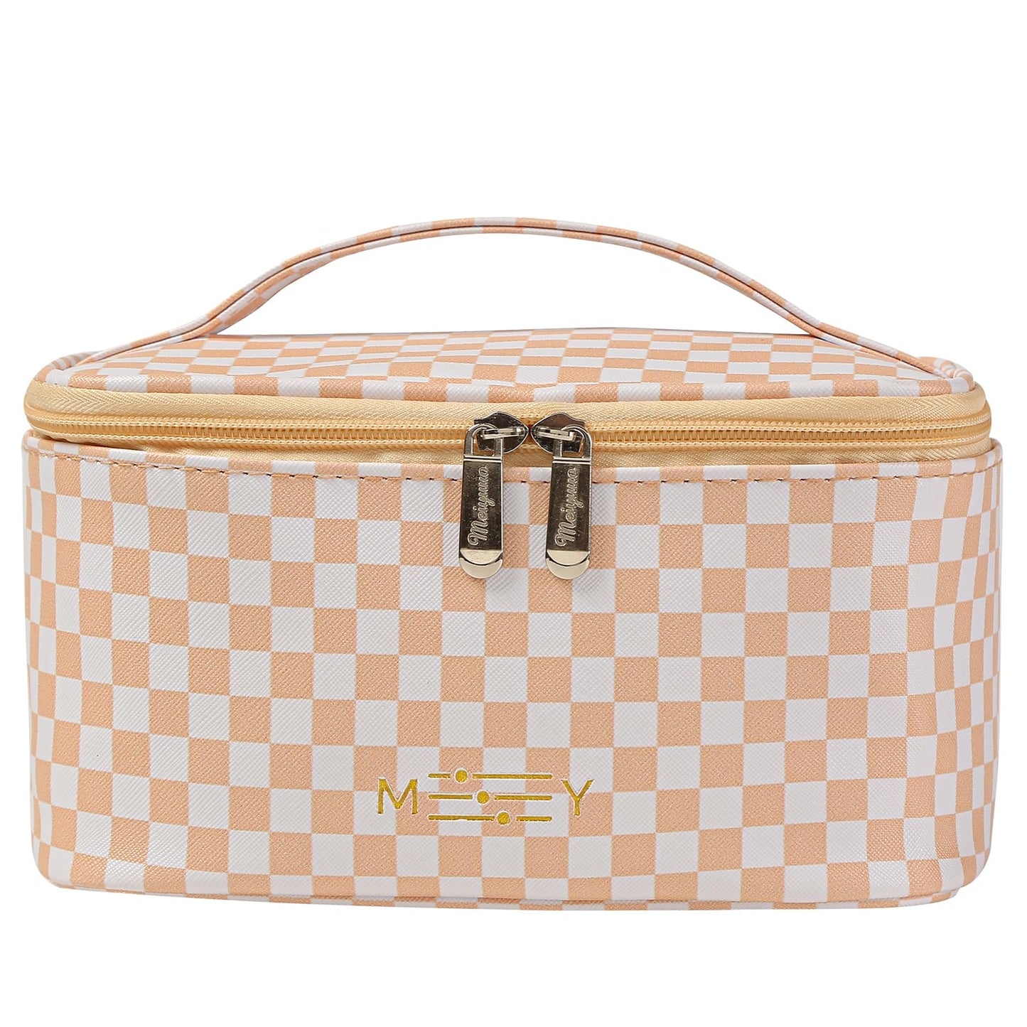 Meiyuuo Cute Makeup Bag Small Cosmetic Bags for Women Girls Gift for Teens Medium Pouch for Purse Essentials Toiletry Zip Pouch PU Waterproof Organizer Case (Cow Print)