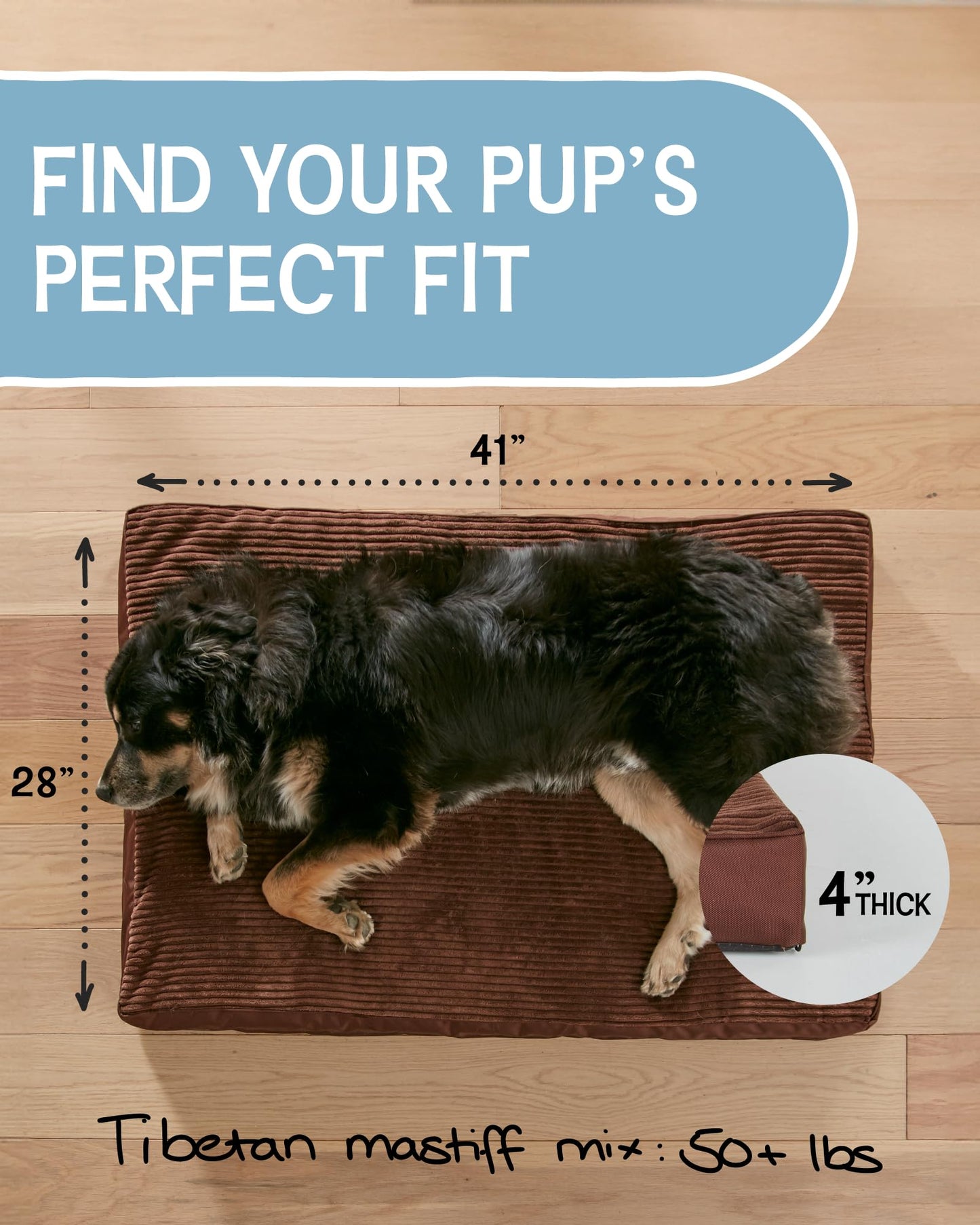 OhGeni 35 Inch Orthopedic Waterproof & Machine Washable Dog Bed for Medium Large Pets, 20D Egg Crate Foam Stable Support, Non-Slip Bottom and Removable Cover, Tear-Resistant Invisible Zipper(Gray)