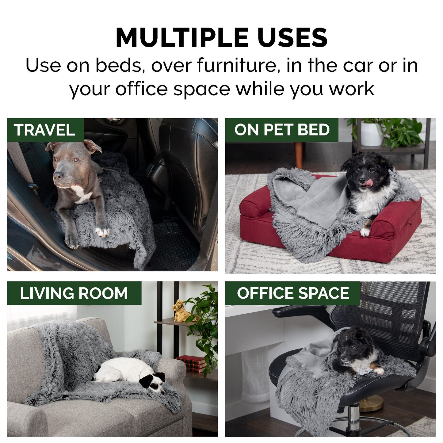 Furhaven - Manta impermeable y lavable para perros y gatos de interior, hecha en piel sintética de pelo largo sintético y terciopelo en color madera, XL, gris niebla