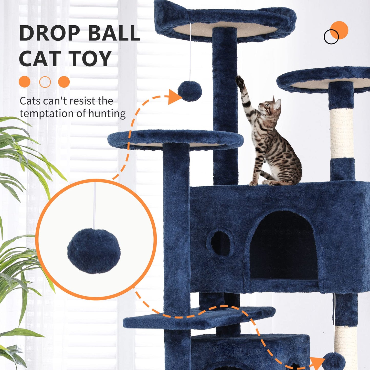 BestPet 54in Cat Tree Tower for Indoor Cats,Multi-Level Furniture Activity Center with Scratching Posts Stand House Condo Funny Toys Kittens Pet Play House,Dark Gray
