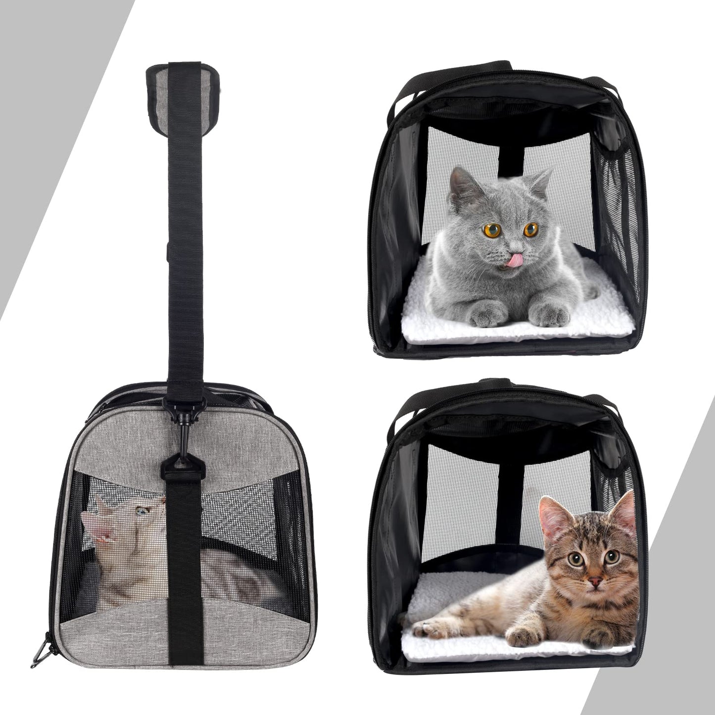 Cat Carrying Case Pet Dog Carrier Soft-Sided Cat Bag Airline Approved, Pet Travel Carrier Up to 15 Lbs, Collapsible Cat Carrier Dog Carrier for Medium Cats Small Cats Dogs(17x11x11 Green)