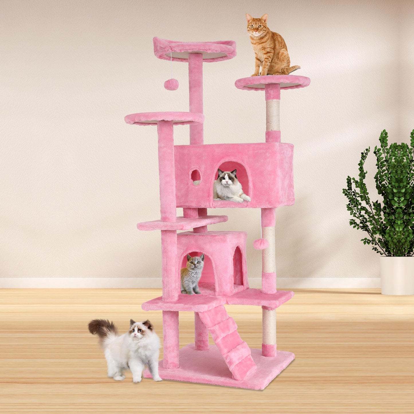 BestPet 54in Cat Tree Tower for Indoor Cats,Multi-Level Furniture Activity Center with Scratching Posts Stand House Condo Funny Toys Kittens Pet Play House,Dark Gray