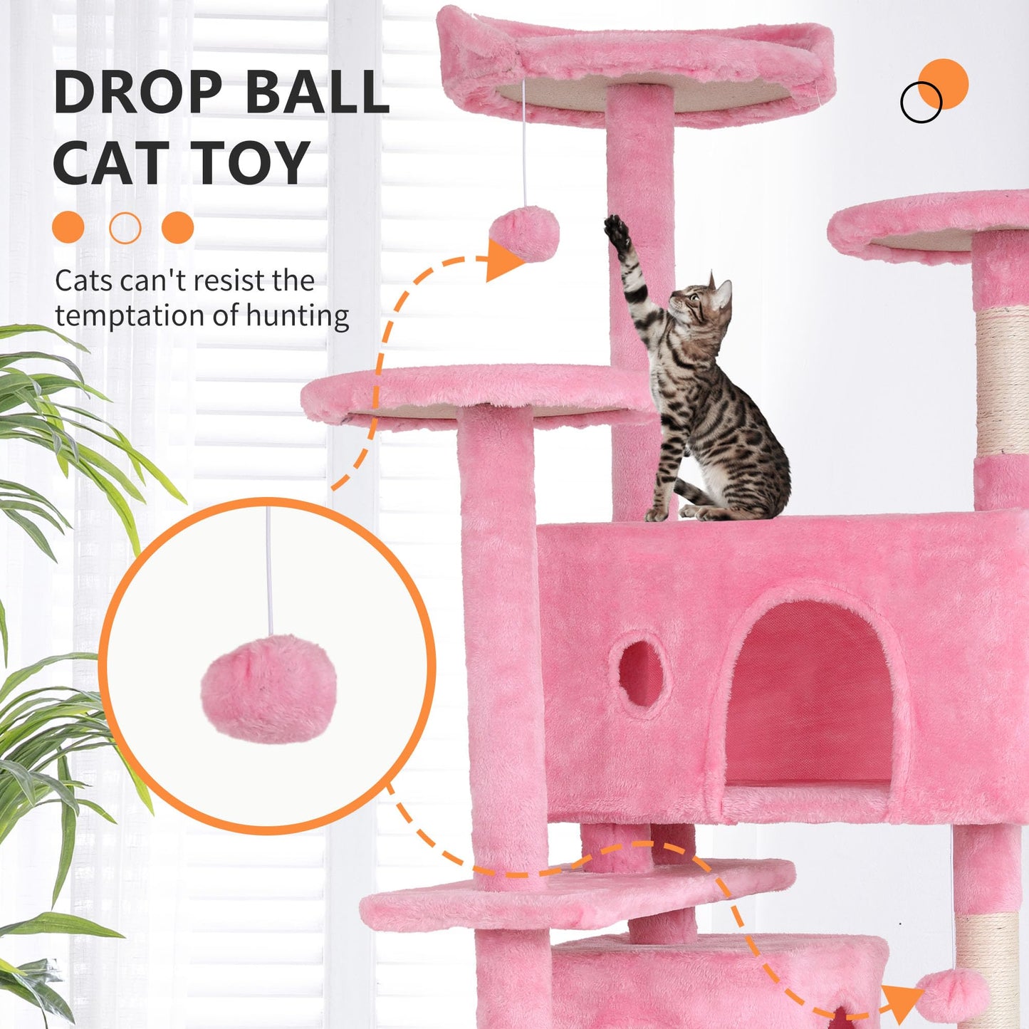 BestPet 54in Cat Tree Tower for Indoor Cats,Multi-Level Furniture Activity Center with Scratching Posts Stand House Condo Funny Toys Kittens Pet Play House,Dark Gray