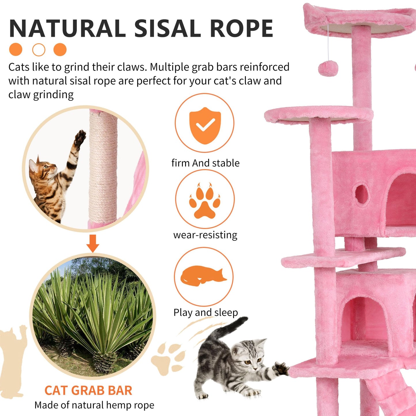 BestPet 54in Cat Tree Tower for Indoor Cats,Multi-Level Furniture Activity Center with Scratching Posts Stand House Condo Funny Toys Kittens Pet Play House,Dark Gray