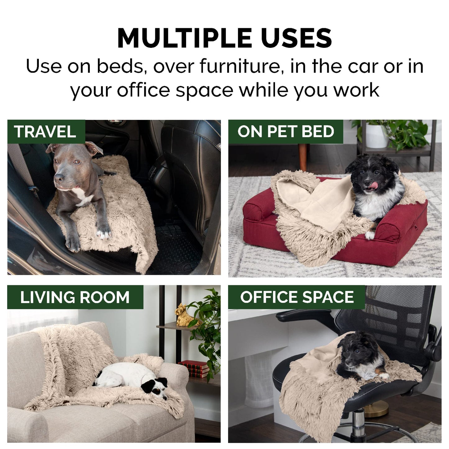 Furhaven - Manta impermeable y lavable para perros y gatos de interior, hecha en piel sintética de pelo largo sintético y terciopelo en color madera, XL, gris niebla