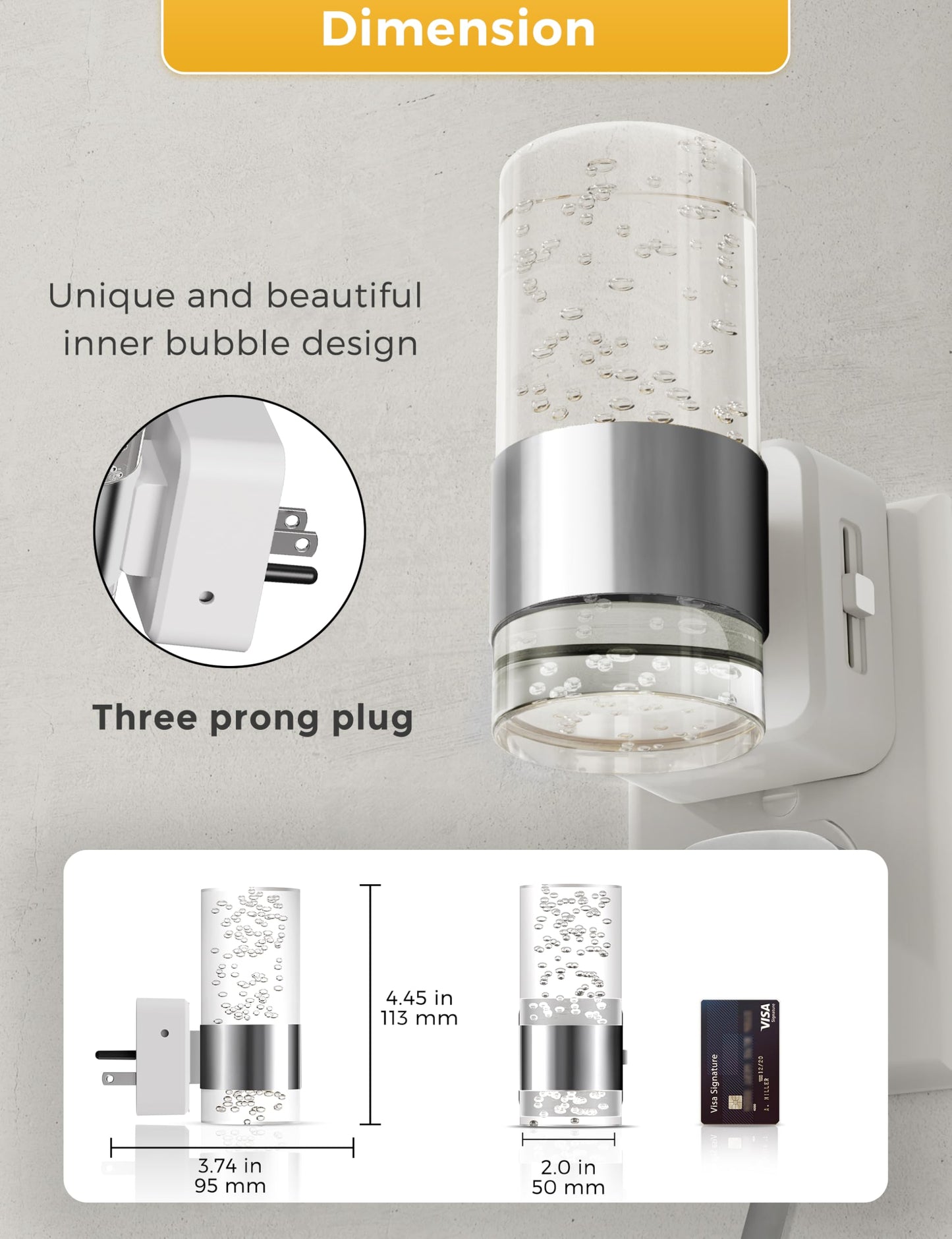Night Lights Plug into Wall, Soft Light LED Night Light with Adjustable Brightness, Plug in Night Light with Auto Light Sensor, Wall Sconce-Style Design Night Light for Bathroom,Hallway, 2 Pack