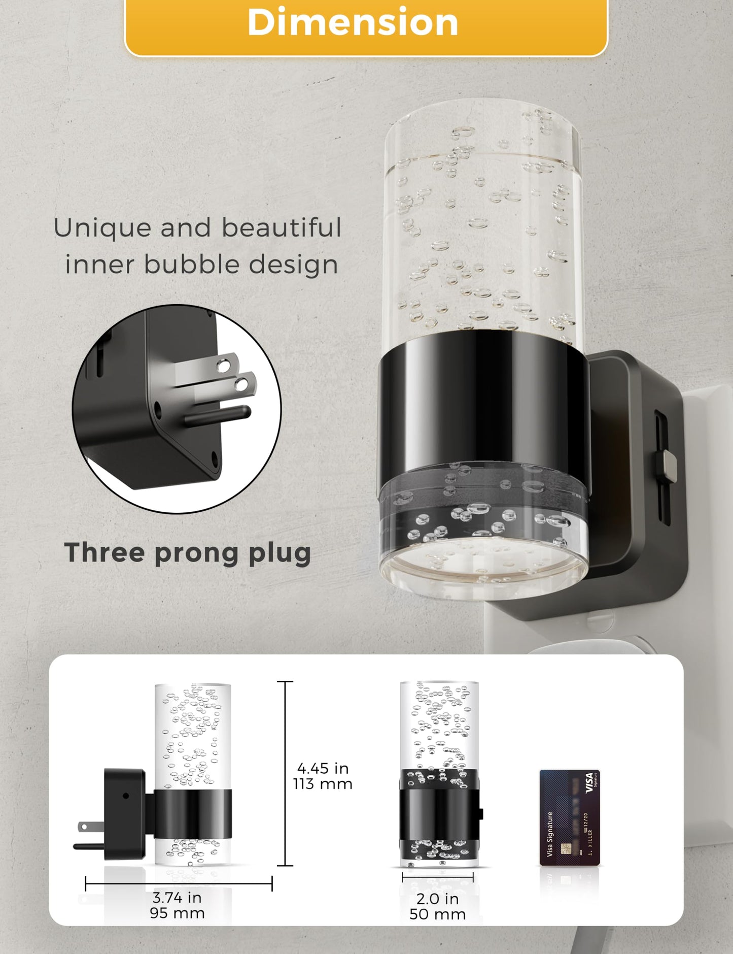 Night Lights Plug into Wall, Soft Light LED Night Light with Adjustable Brightness, Plug in Night Light with Auto Light Sensor, Wall Sconce-Style Design Night Light for Bathroom,Hallway, 2 Pack