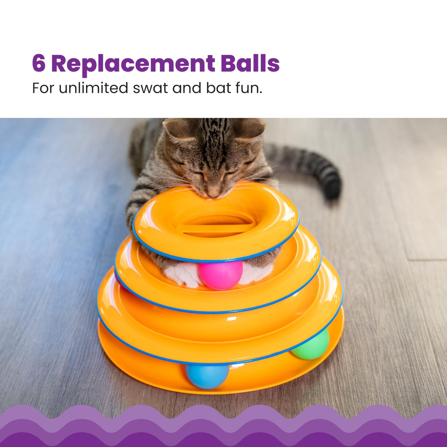 Catstages Tower of Tracks Interactive 3-Tier Cat Track Toy with Spinning Balls, Orange