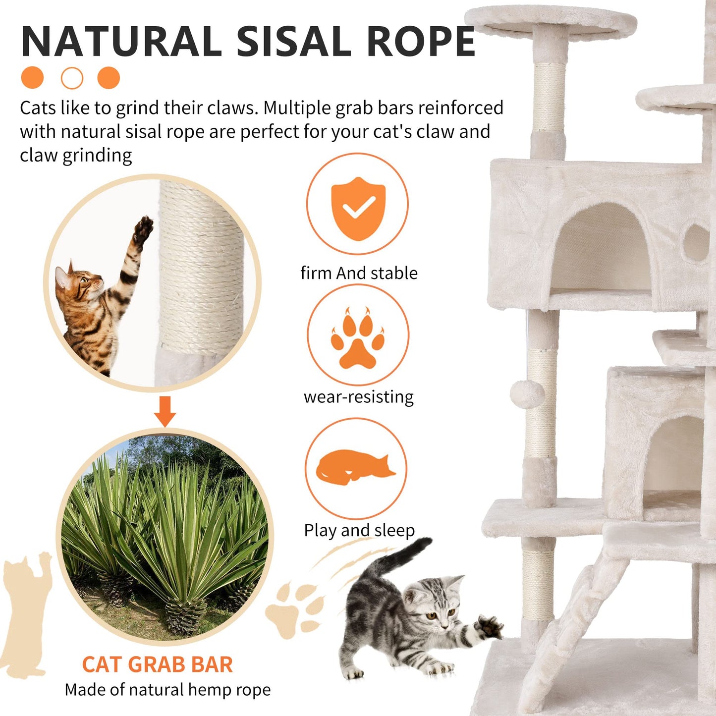 BestPet 54in Cat Tree Tower for Indoor Cats,Multi-Level Furniture Activity Center with Scratching Posts Stand House Condo Funny Toys Kittens Pet Play House,Dark Gray