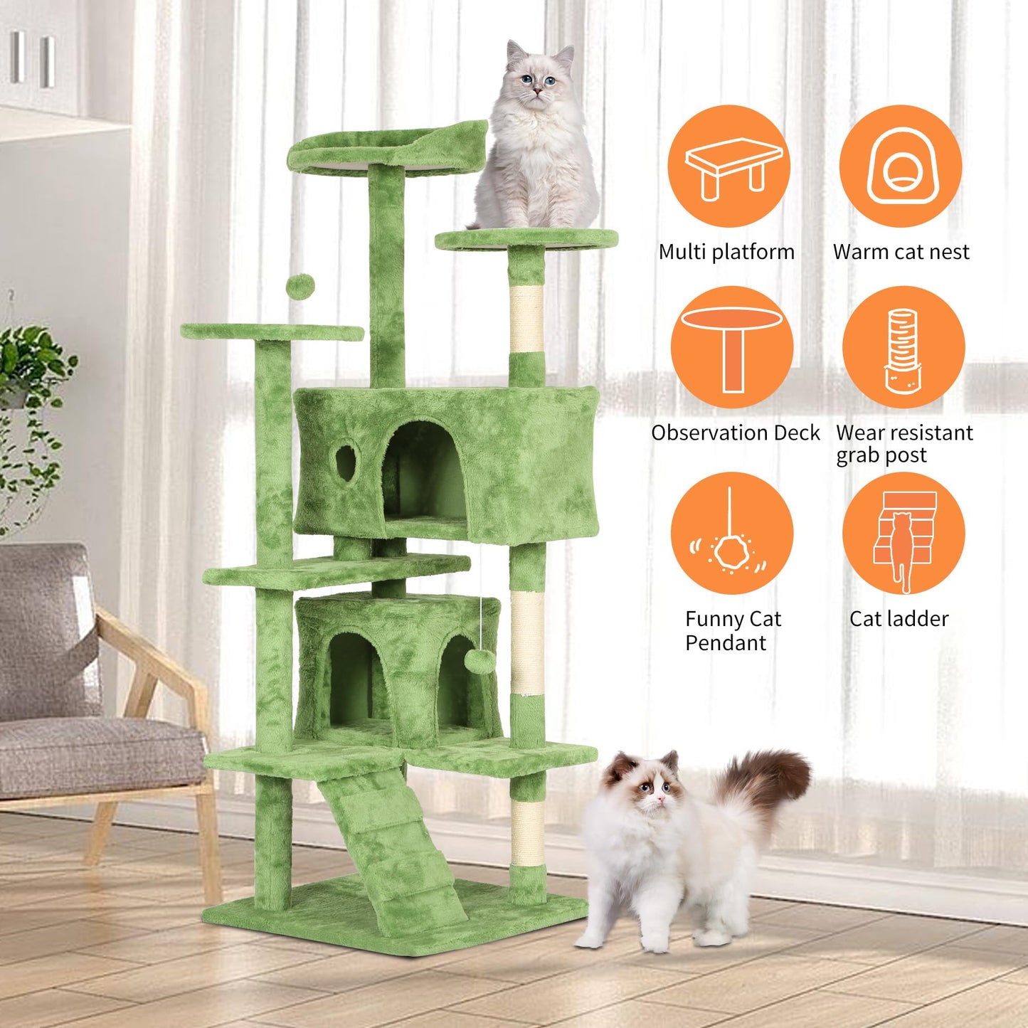 BestPet 54in Cat Tree Tower for Indoor Cats,Multi-Level Furniture Activity Center with Scratching Posts Stand House Condo Funny Toys Kittens Pet Play House,Dark Gray