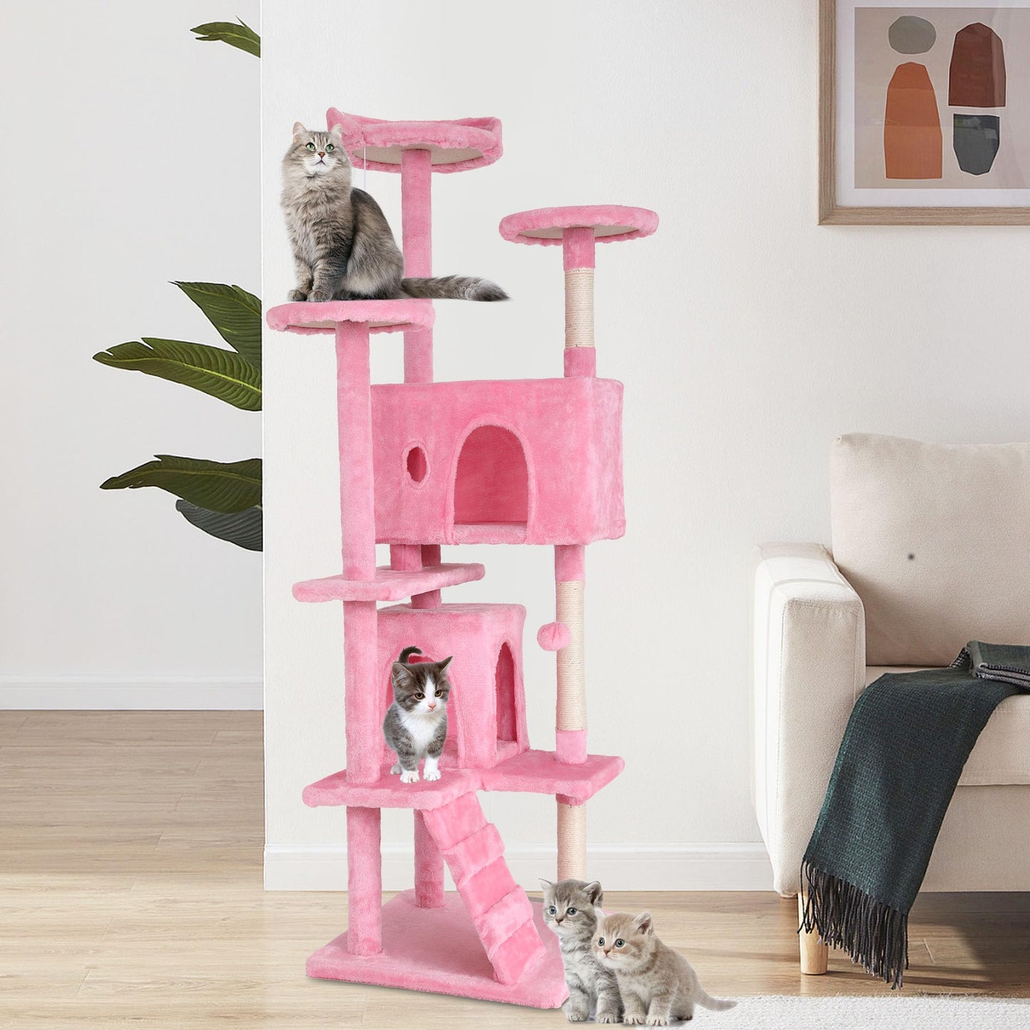 BestPet 54in Cat Tree Tower for Indoor Cats,Multi-Level Furniture Activity Center with Scratching Posts Stand House Condo Funny Toys Kittens Pet Play House,Dark Gray