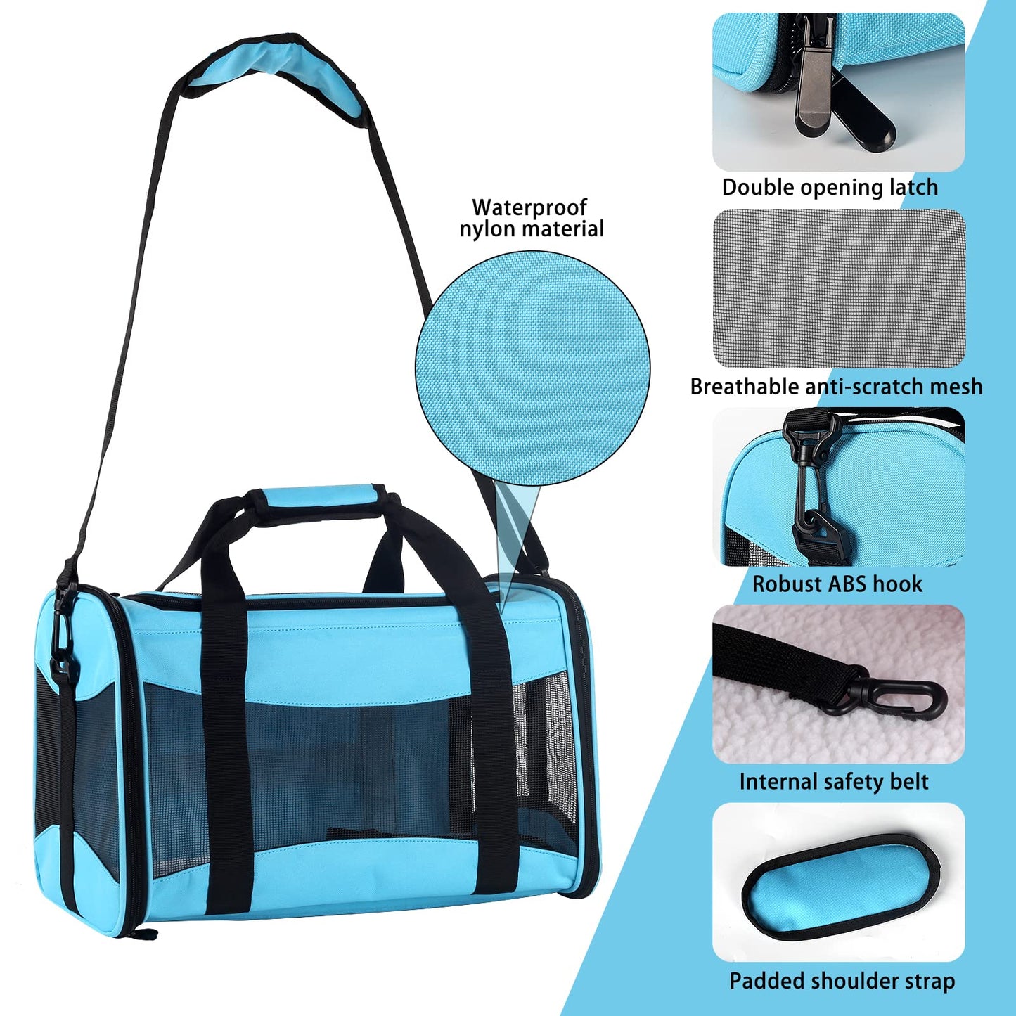 Cat Carrying Case Pet Dog Carrier Soft-Sided Cat Bag Airline Approved, Pet Travel Carrier Up to 15 Lbs, Collapsible Cat Carrier Dog Carrier for Medium Cats Small Cats Dogs(17x11x11 Green)